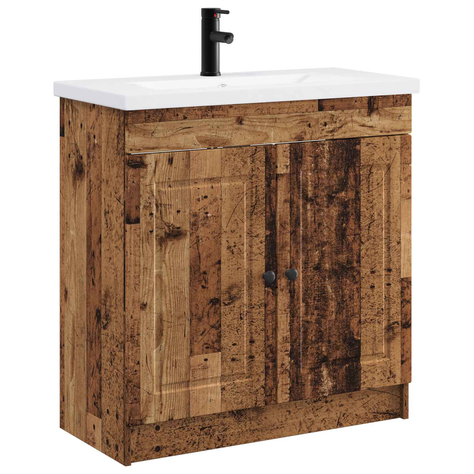 vidaXL Badezimmermöbel-Set Altholz 56 x 37,5 x 81 cm Holzwerkstoff