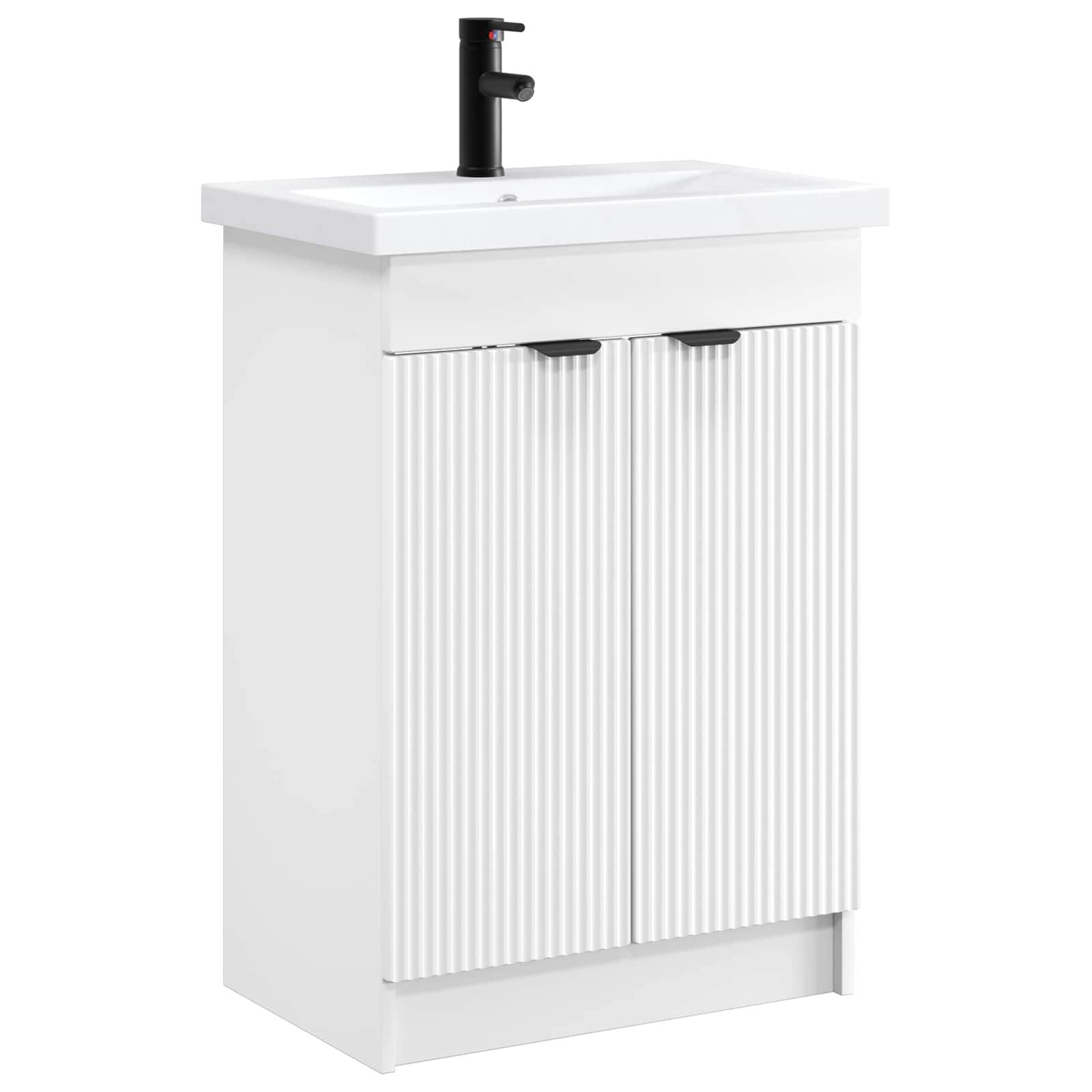 vidaXL Badezimmermöbel-Set Weiß 56 x 37,5 x 81 cm Holzwerkstoff