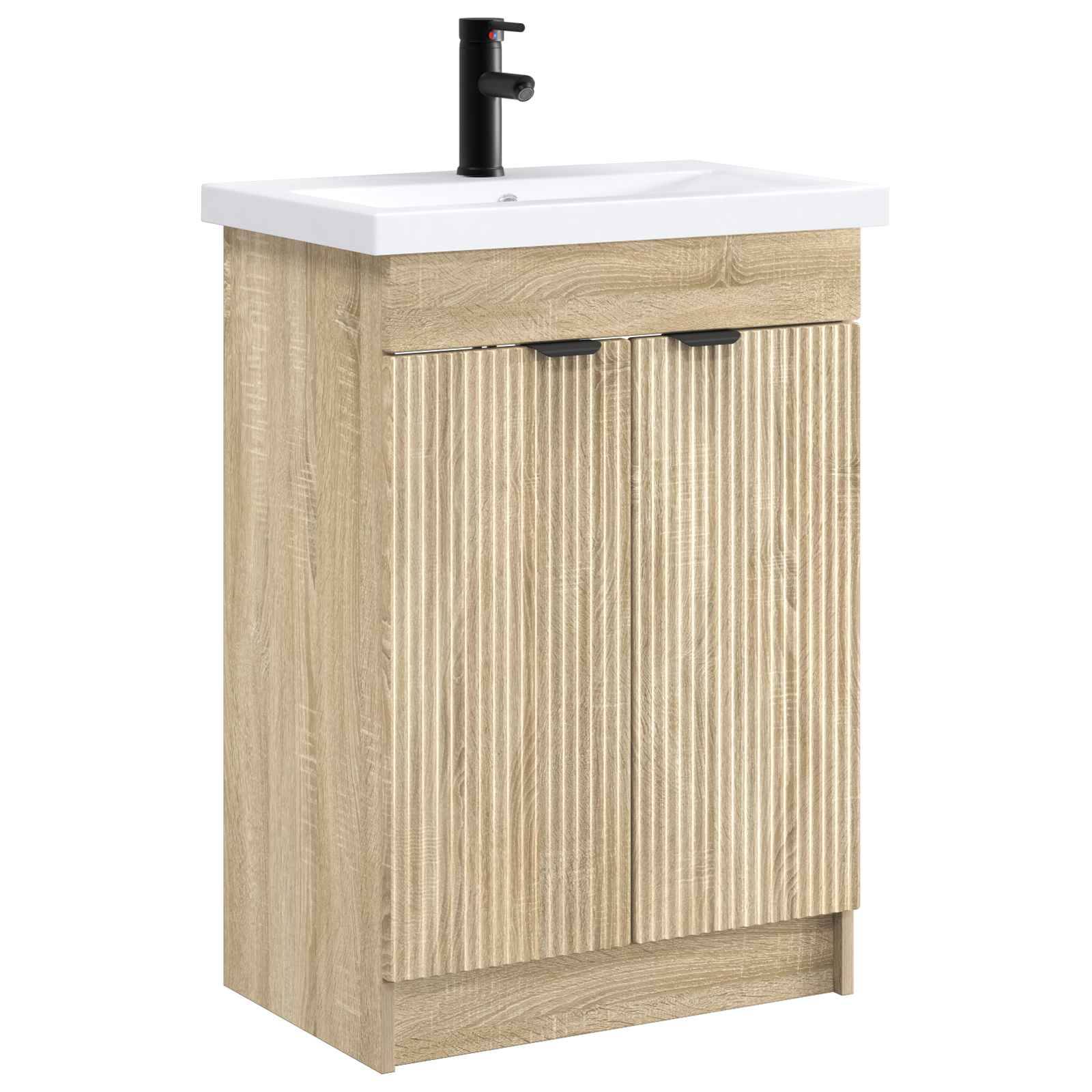 vidaXL Badezimmermöbel-Set Sonoma-Eiche 56 x 37,5 x 81 cm