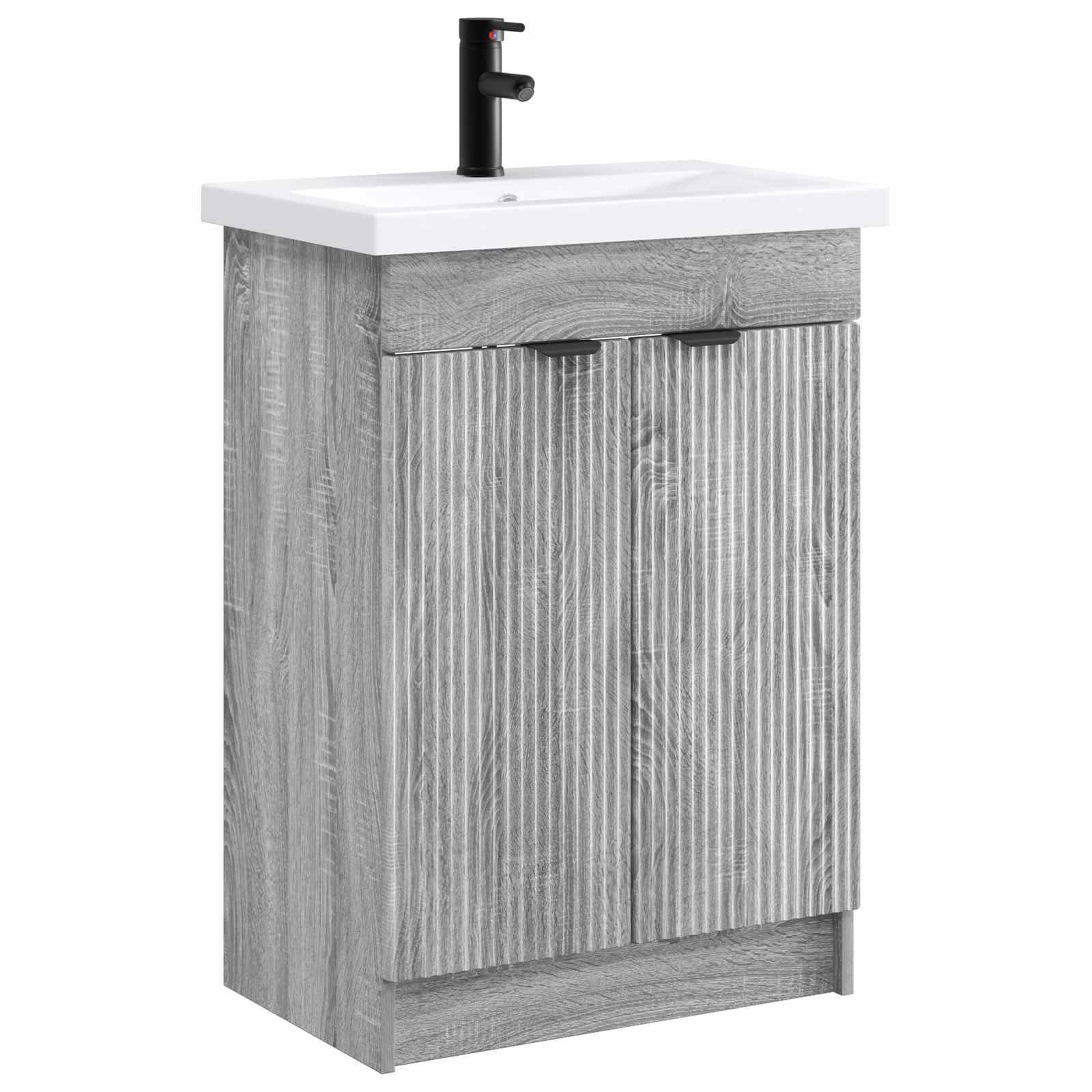 vidaXL Badezimmermöbel-Set Grau Sonoma 56 x 37,5 x 81 cm Holzwerkstoff