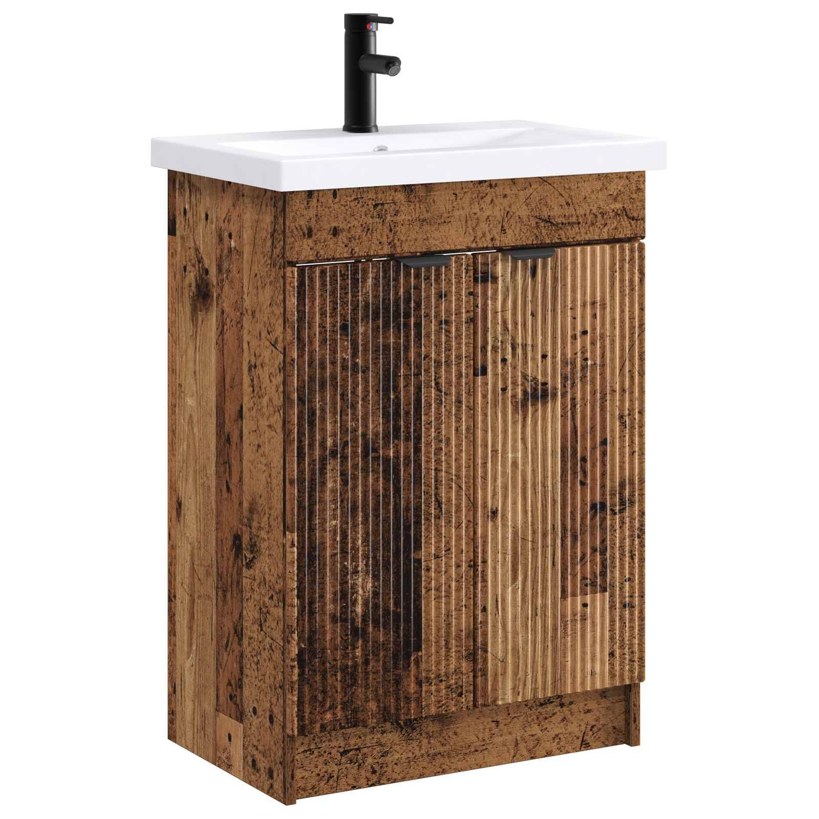 vidaXL Badezimmermöbel-Set Altholz 56 x 37,5 x 81 cm Holzwerkstoff