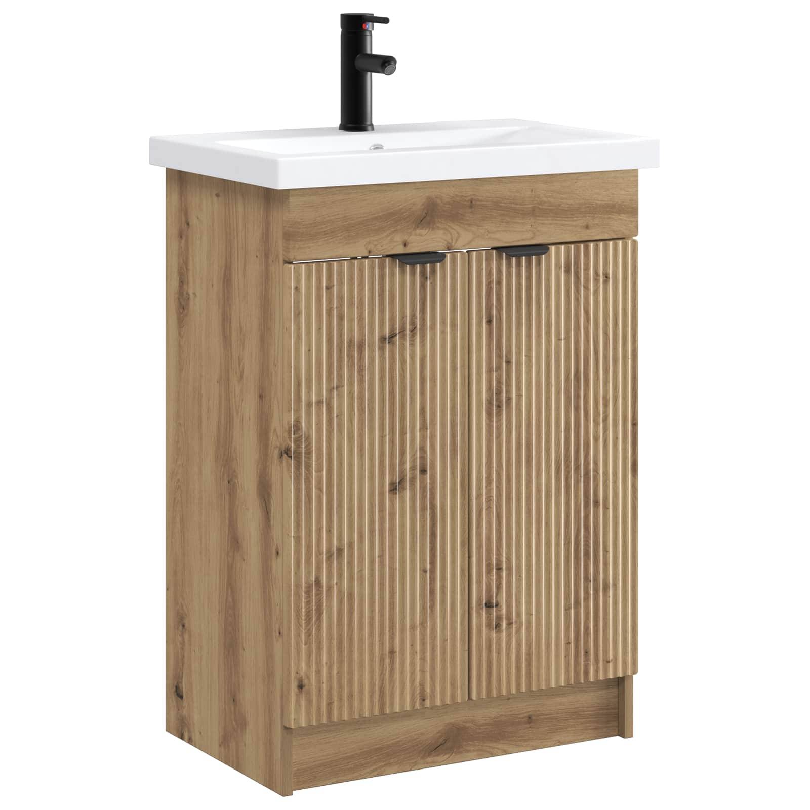 vidaXL Badezimmermöbel-Set Artisan-Eiche 56 x 37,5 x 81 cm