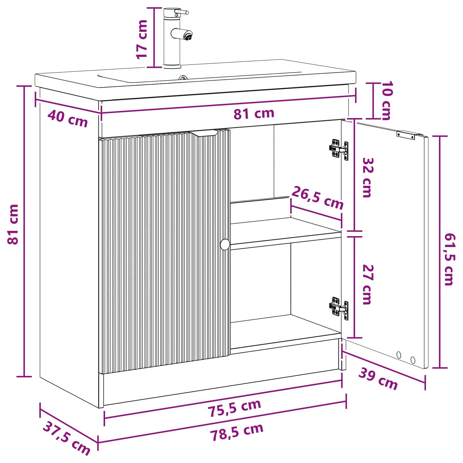 vidaXL Badezimmermöbel-Set Weiß 78,5 x 37,5 x 81 cm Holzwerkstoff