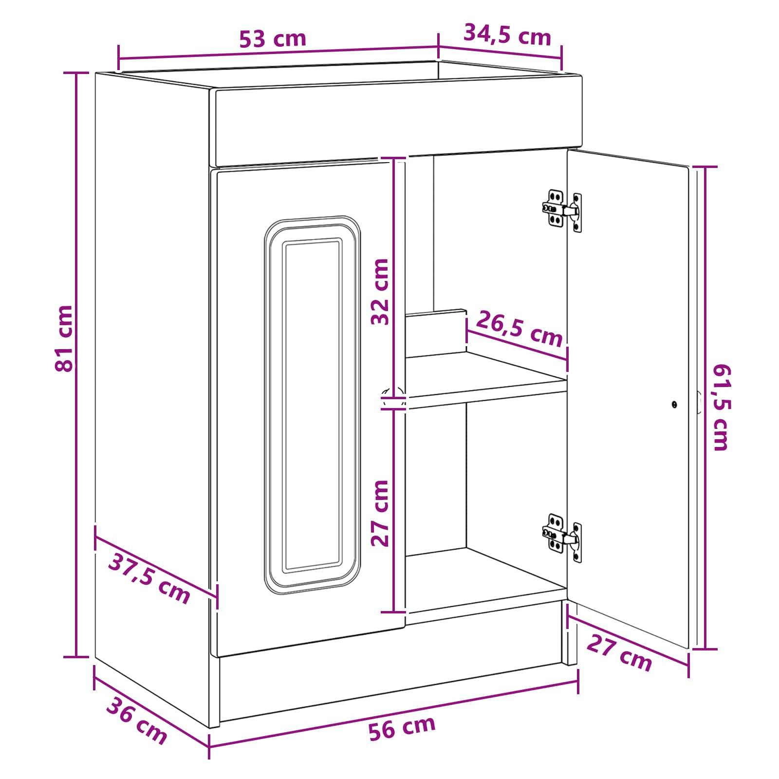 vidaXL Badezimmermöbel-Set Artisan-Eiche 56 x 37,5 x 81 cm