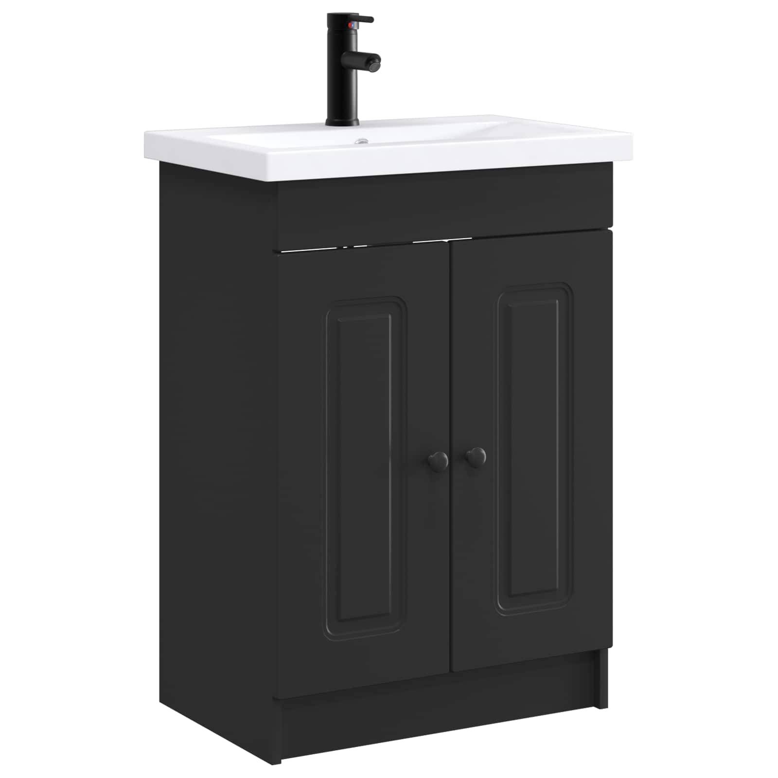 vidaXL Badezimmermöbel-Set Schwarz 78,5 x 37,5 x 81 cm Holzwerkstoff