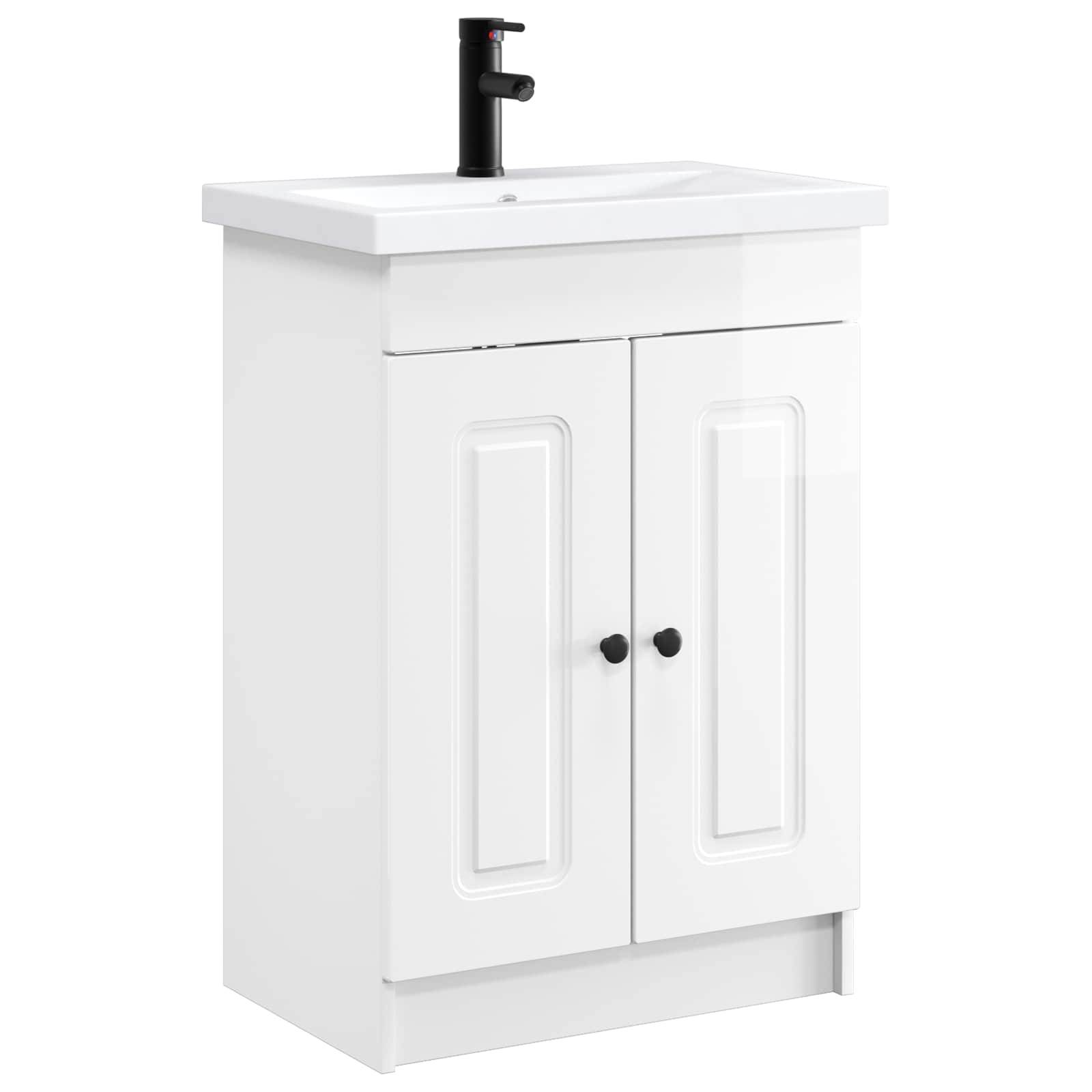 vidaXL Badezimmermöbel-Set Hochglanz Weiß 78,5 x 37,5 x 81 cm