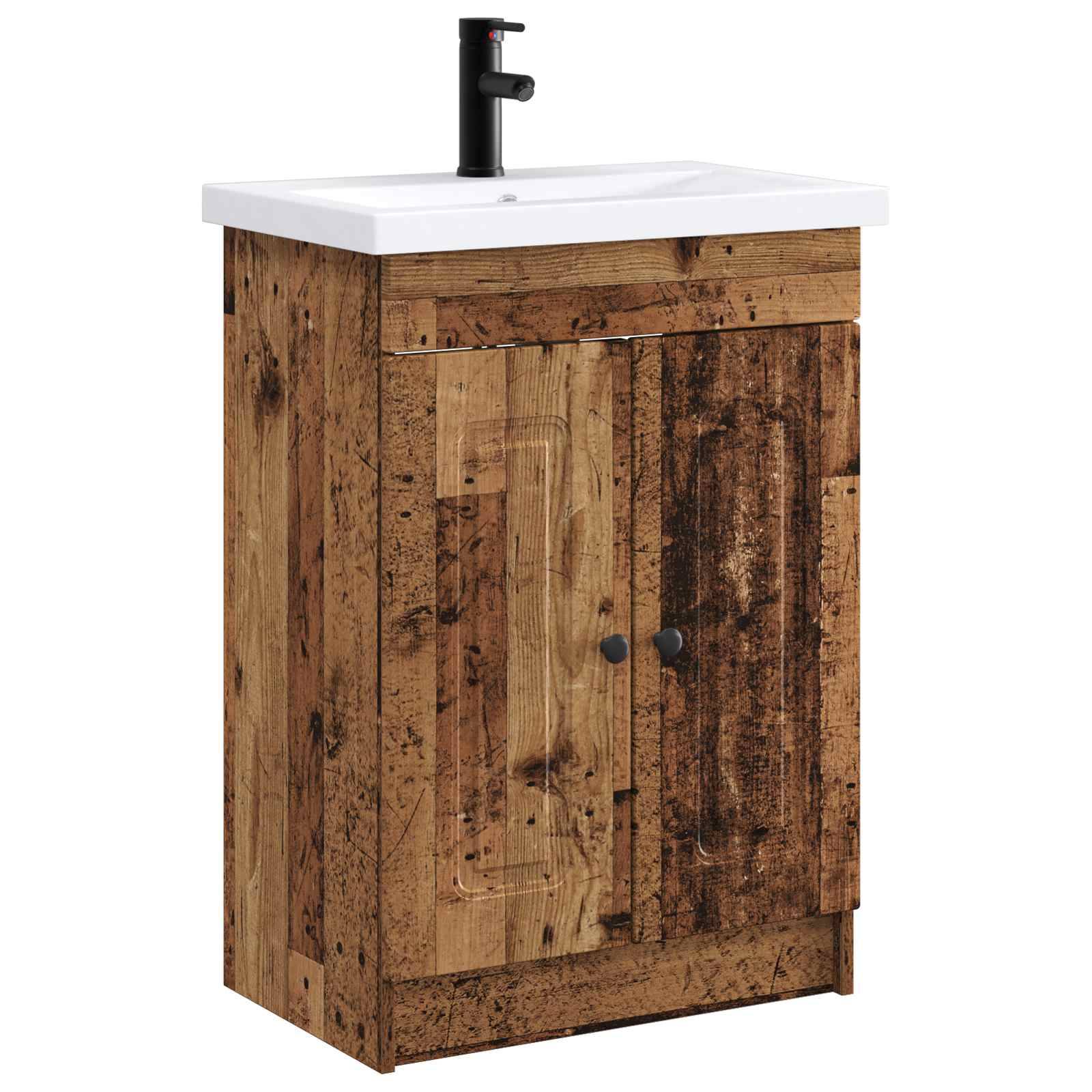vidaXL Badezimmermöbel-Set Altholz 56 x 37,5 x 81 cm Holzwerkstoff