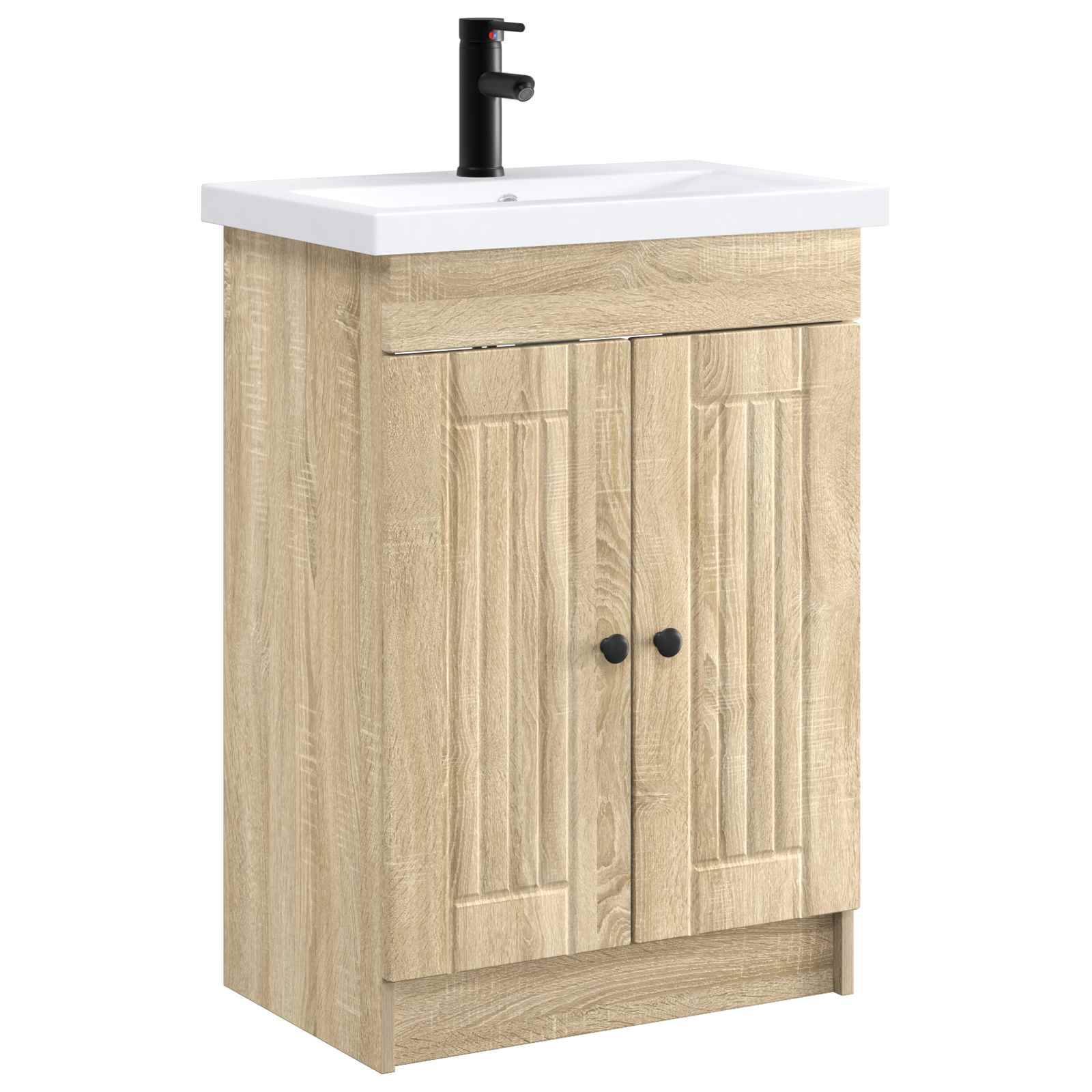 vidaXL Badezimmermöbel-Set Sonoma-Eiche 56 x 37,5 x 81 cm