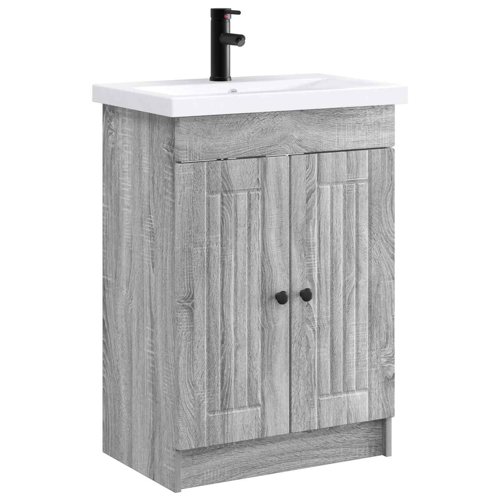vidaXL Badezimmermöbel-Set Grau Sonoma 56 x 37,5 x 81 cm Holzwerkstoff