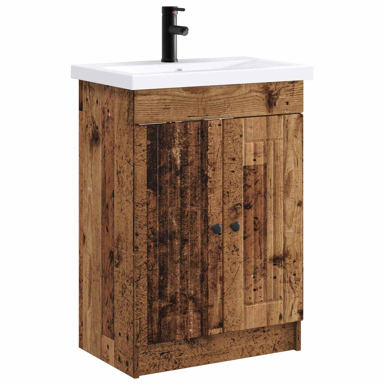 vidaXL Badezimmermöbel-Set Altholz 56 x 37,5 x 81 cm Holzwerkstoff