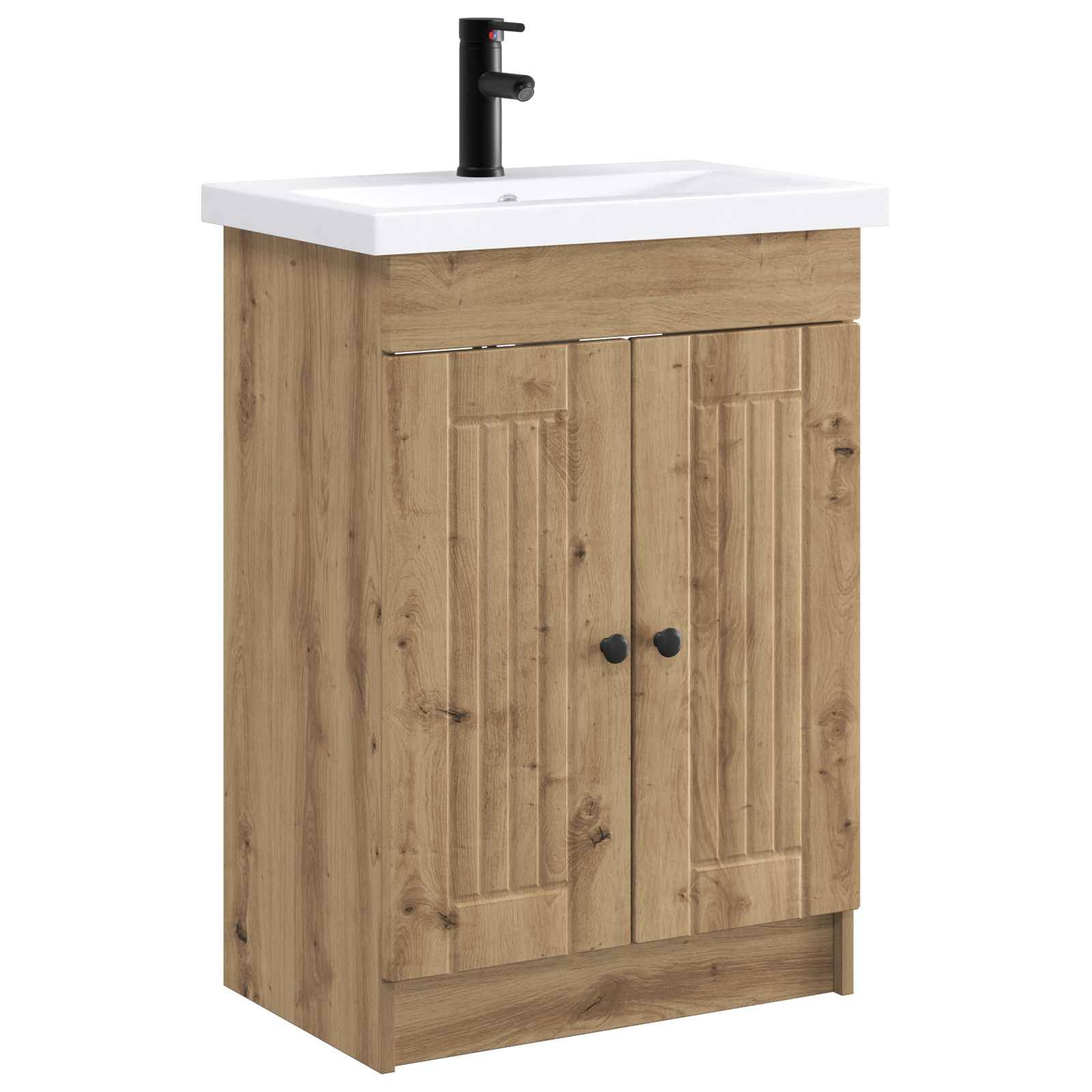 vidaXL Badezimmermöbel-Set Artisan-Eiche 56 x 37,5 x 81 cm