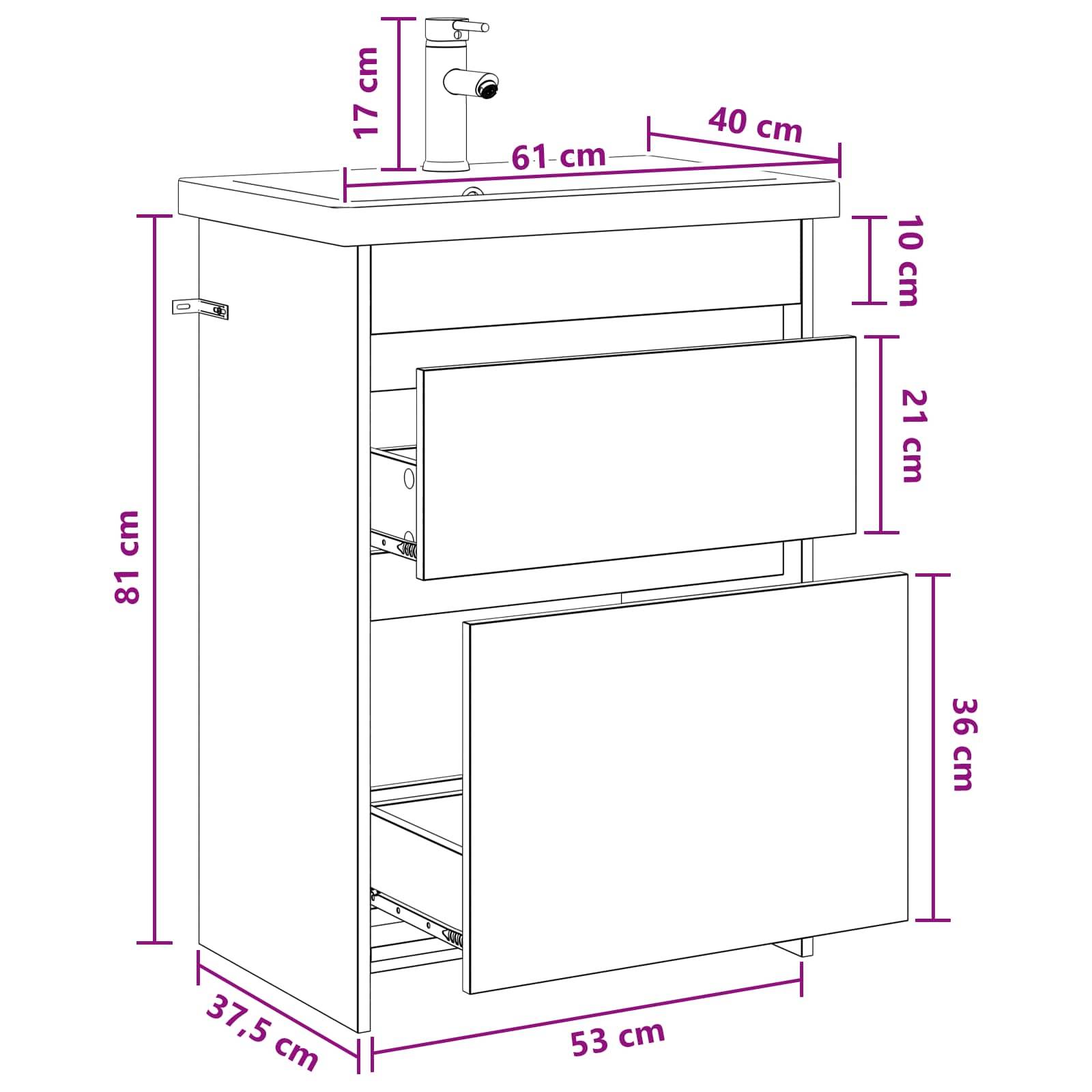 vidaXL Badezimmermöbel-Set Artisan-Eiche 61 x 40 x 84,5 cm