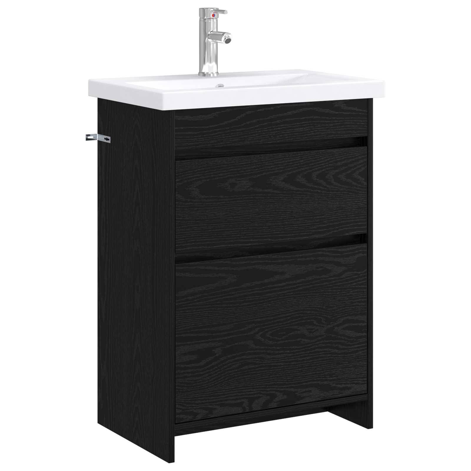 vidaXL Badezimmermöbel-Set Schwarze Eiche 61 x 40 x 84,5 cm