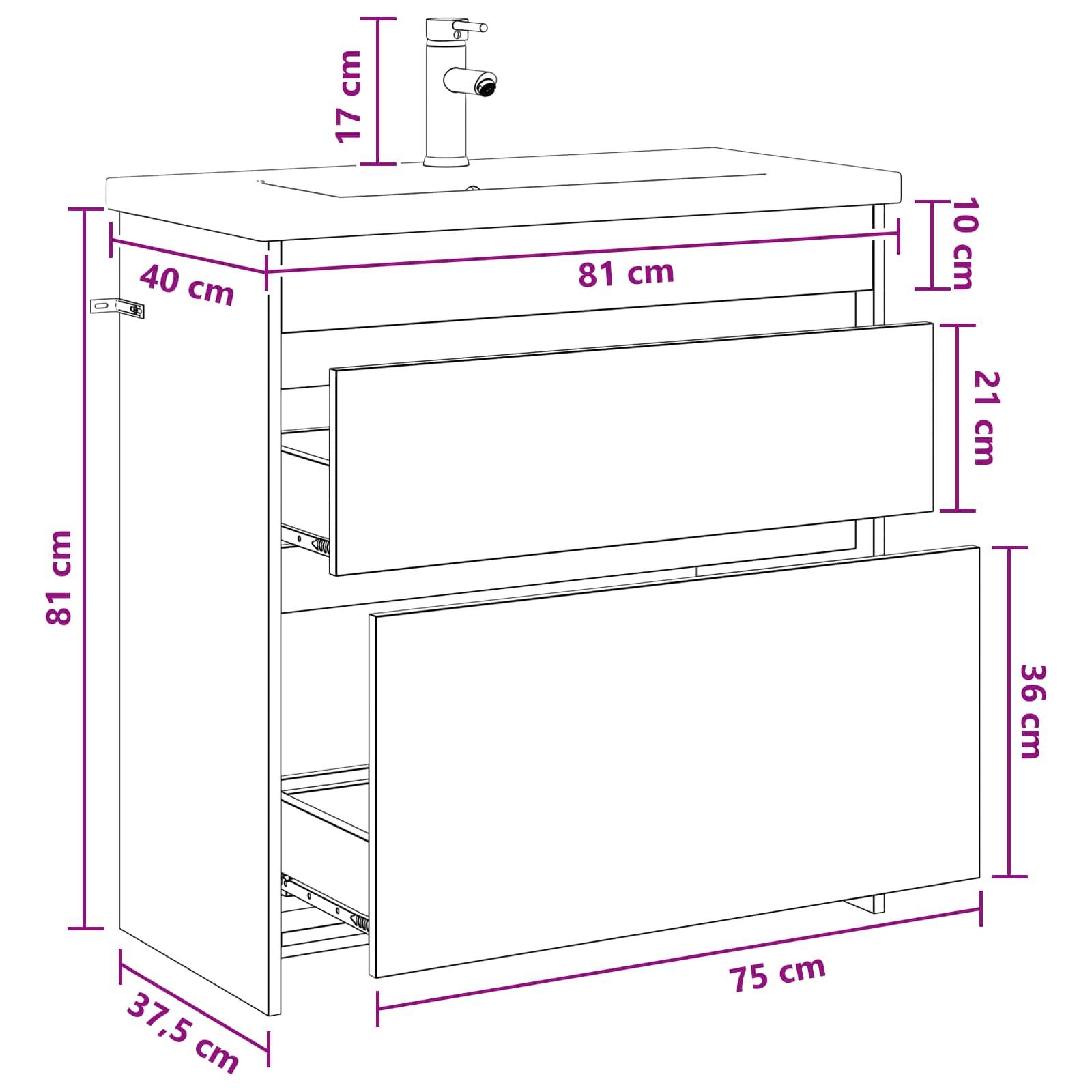 vidaXL Badezimmermöbel-Set Weiß 81 x 40 x 84,5 cm Holzwerkstoff