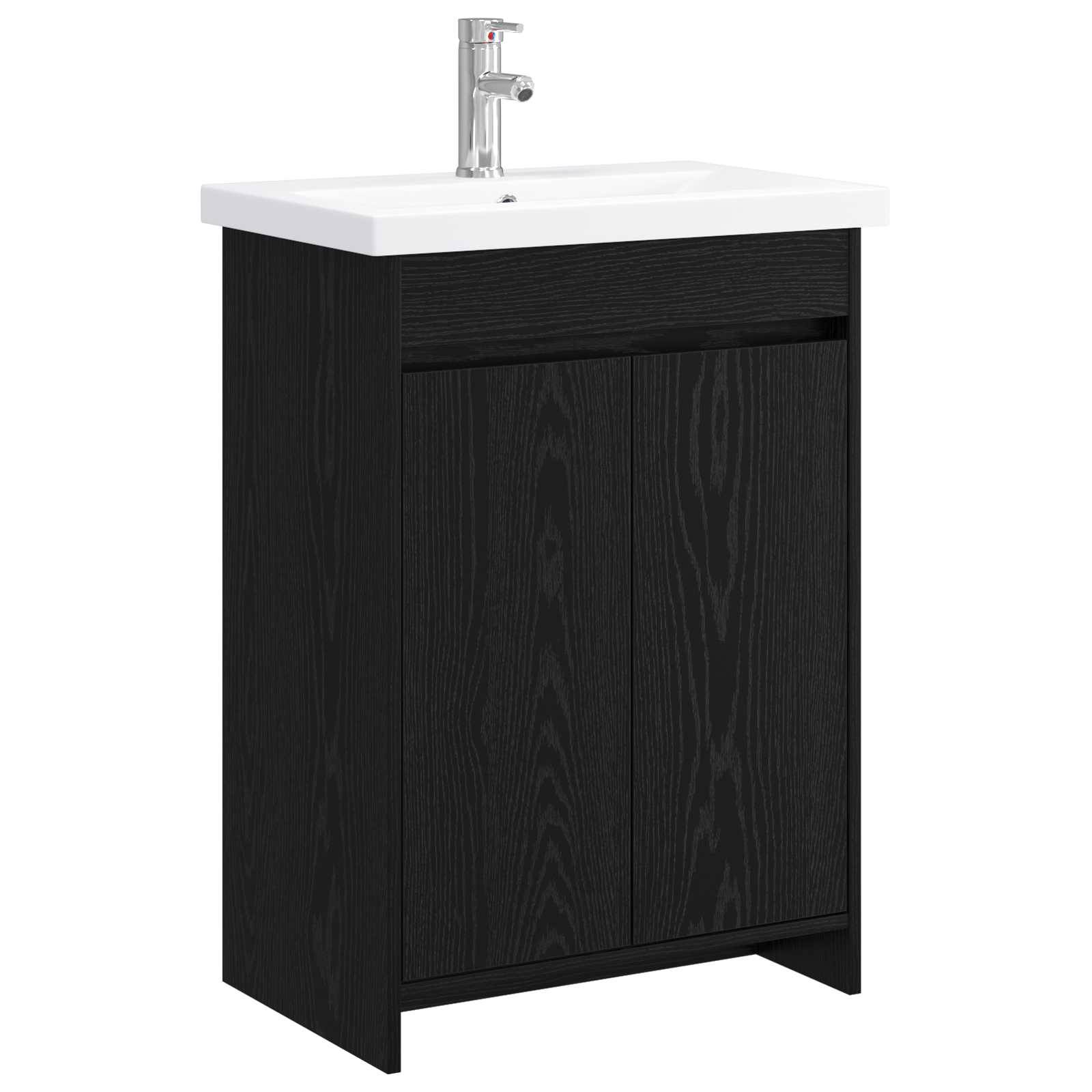 vidaXL Badezimmermöbel-Set Schwarze Eiche 61 x 40 x 84,5 cm