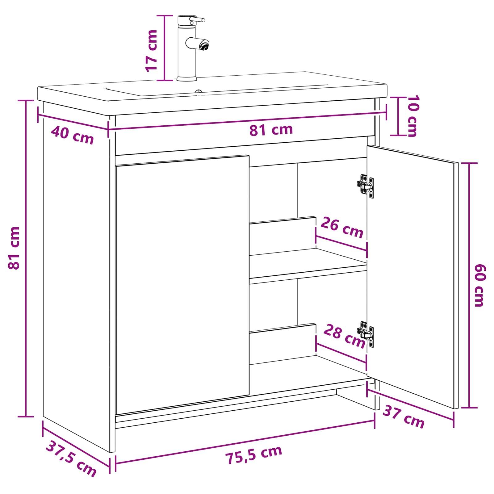 vidaXL Badezimmermöbel-Set Altholz 81 x 40 x 84,5 cm Holzwerkstoff