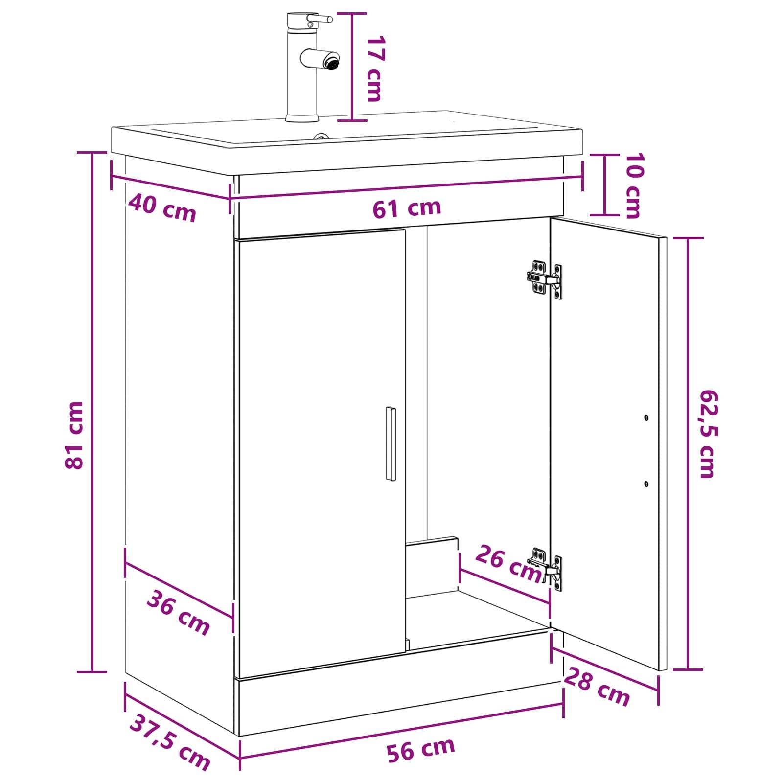 vidaXL Badezimmermöbel-Set Weiß 61 x 40 x 84,5 cm Holzwerkstoff