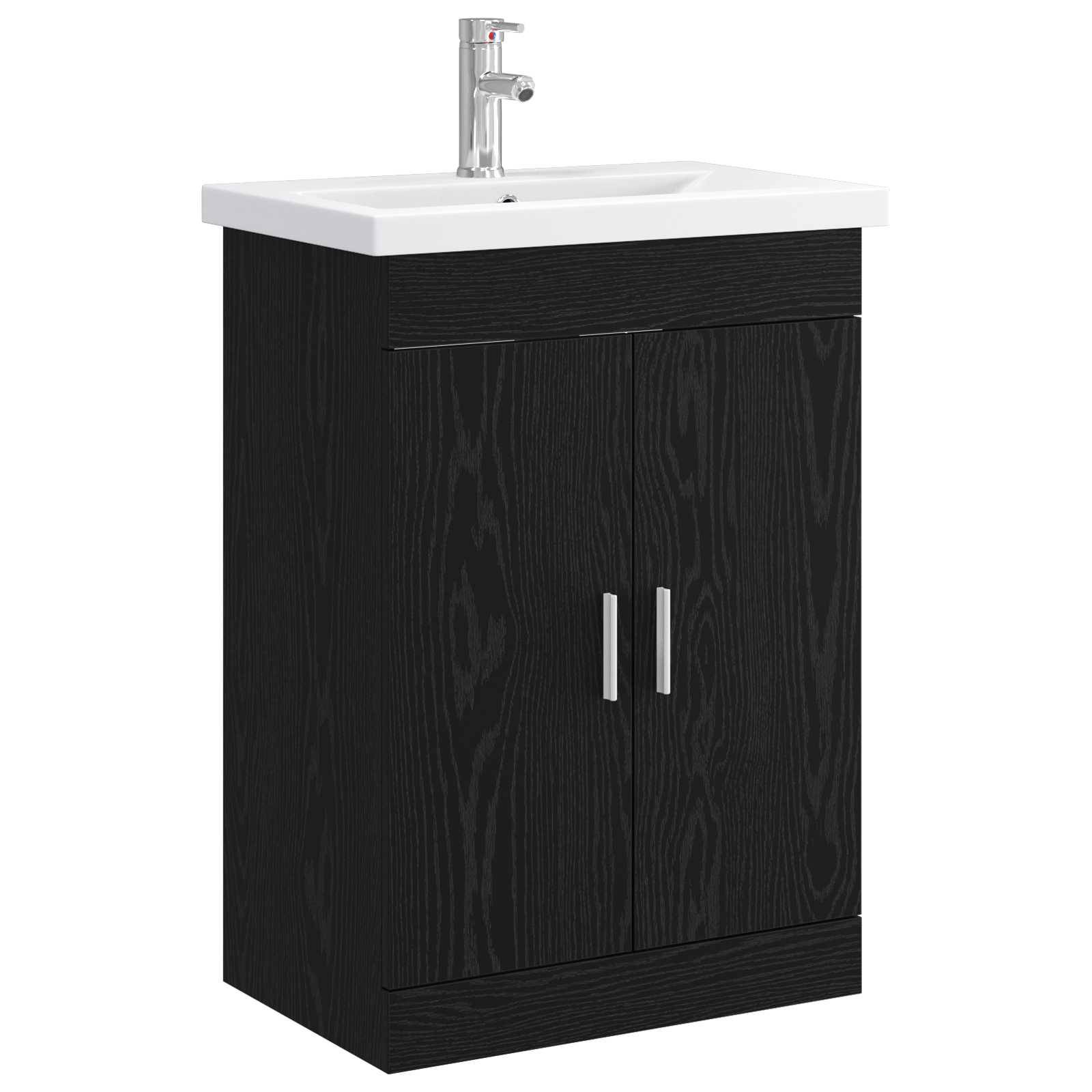 vidaXL Badezimmermöbel-Set Schwarze Eiche 61 x 40 x 84,5 cm