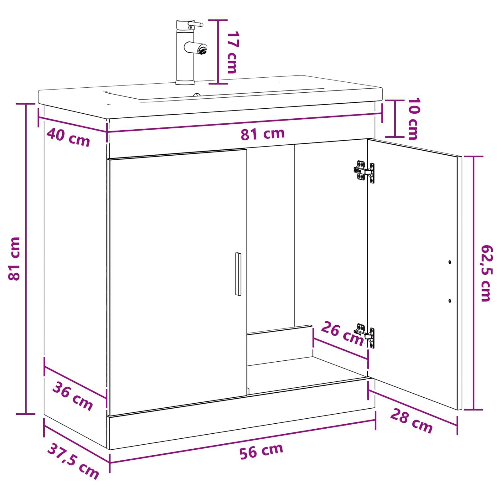 vidaXL Badezimmermöbel-Set Weiß 81 x 40 x 84,5 cm Holzwerkstoff