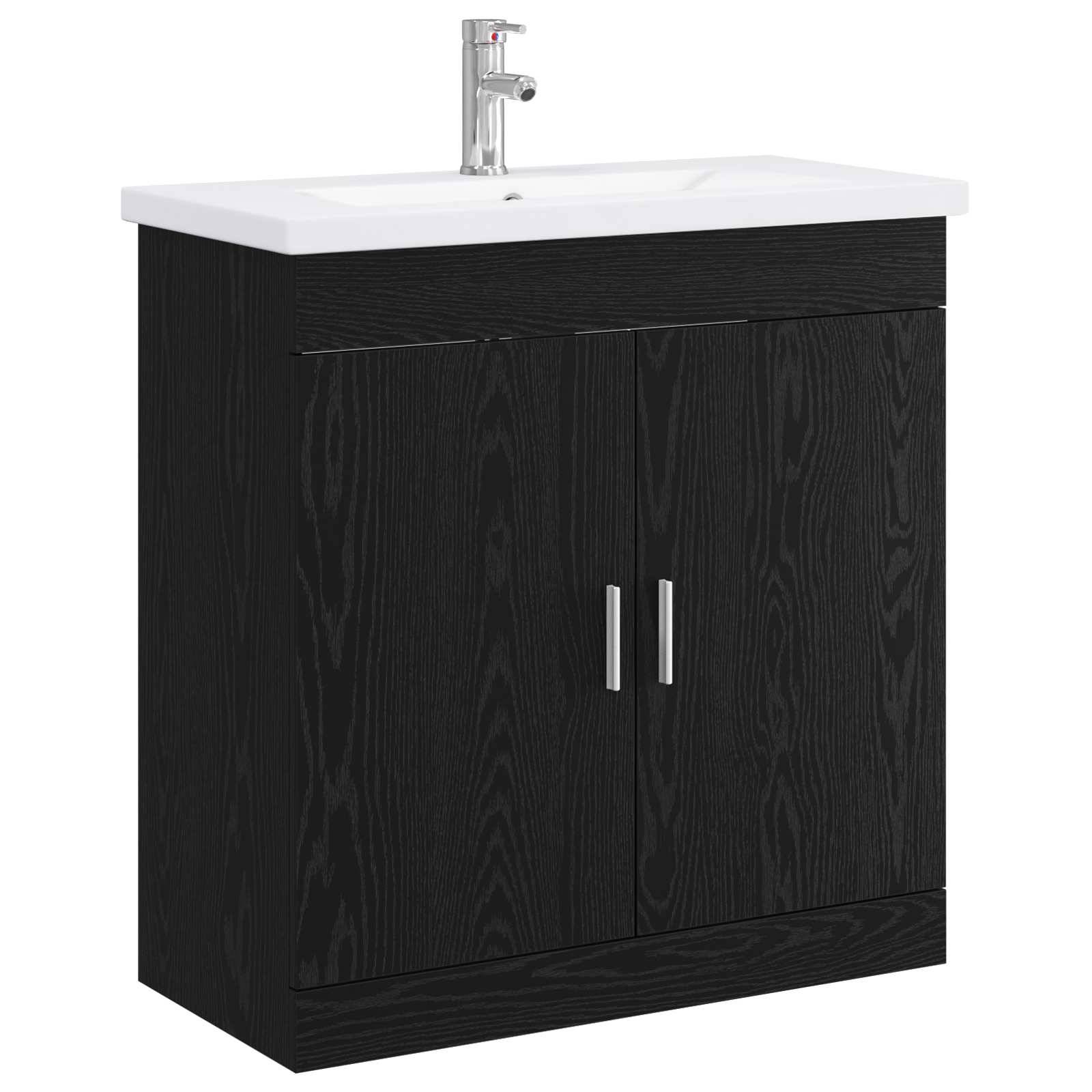 vidaXL Badezimmermöbel-Set Schwarze Eiche 81 x 40 x 84,5 cm