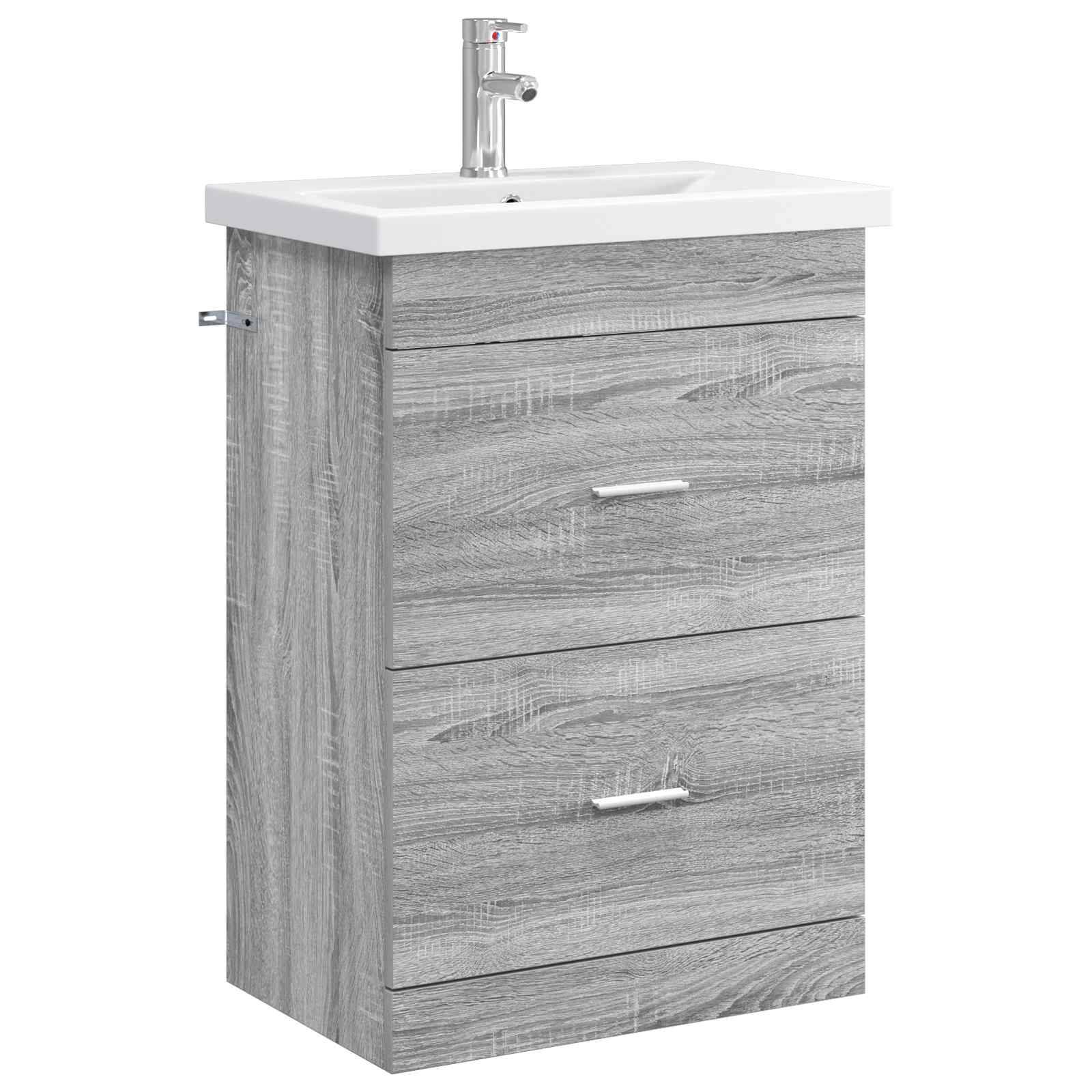 vidaXL Badezimmermöbel-Set Grau Sonoma 61 x 40 x 84,5 cm Holzwerkstoff