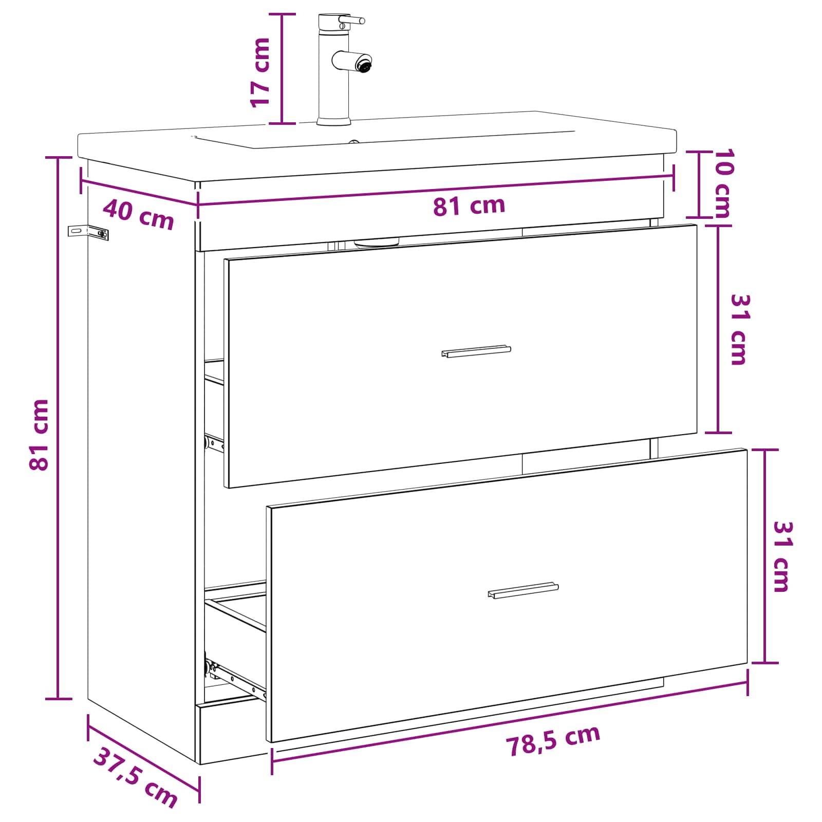 vidaXL Badezimmermöbel-Set Weiß 81 x 40 x 84,5 cm Holzwerkstoff