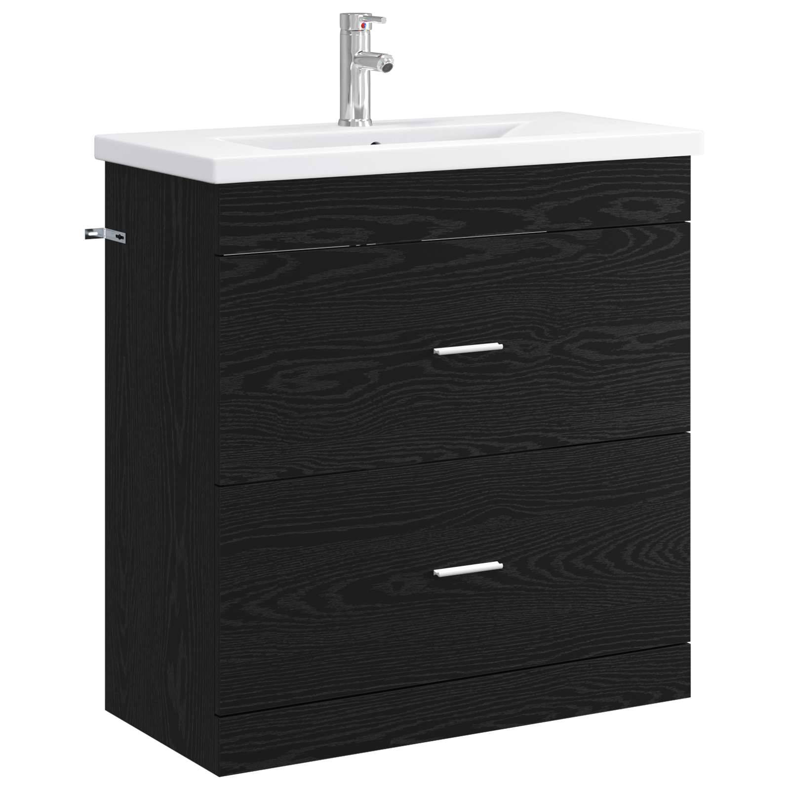 vidaXL Badezimmermöbel-Set Schwarze Eiche 81 x 40 x 84,5 cm
