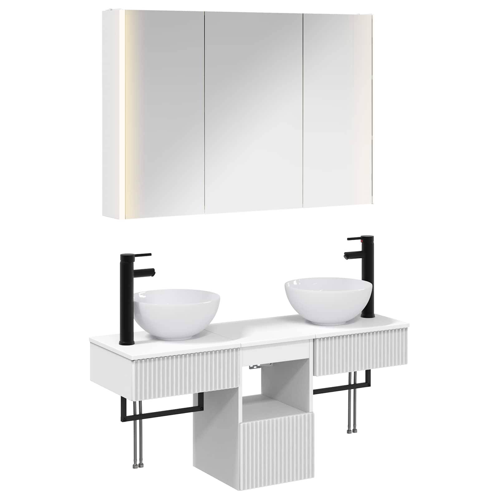 vidaXL Badezimmerschrank-Set 4 pcs Weiß 103,5 x 15,5 x 70 cm