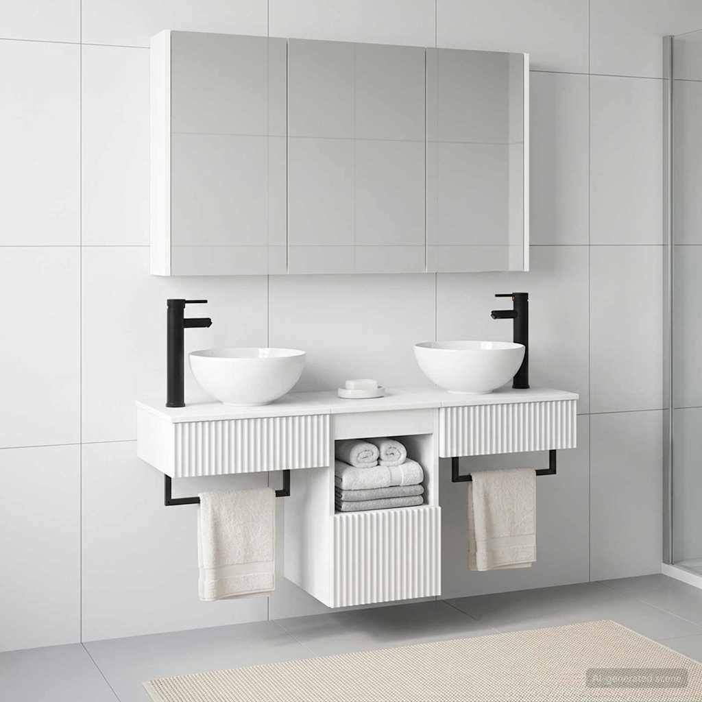 vidaXL Badezimmerschrank-Set 4 pcs Weiß 103,5 x 15,5 x 70 cm