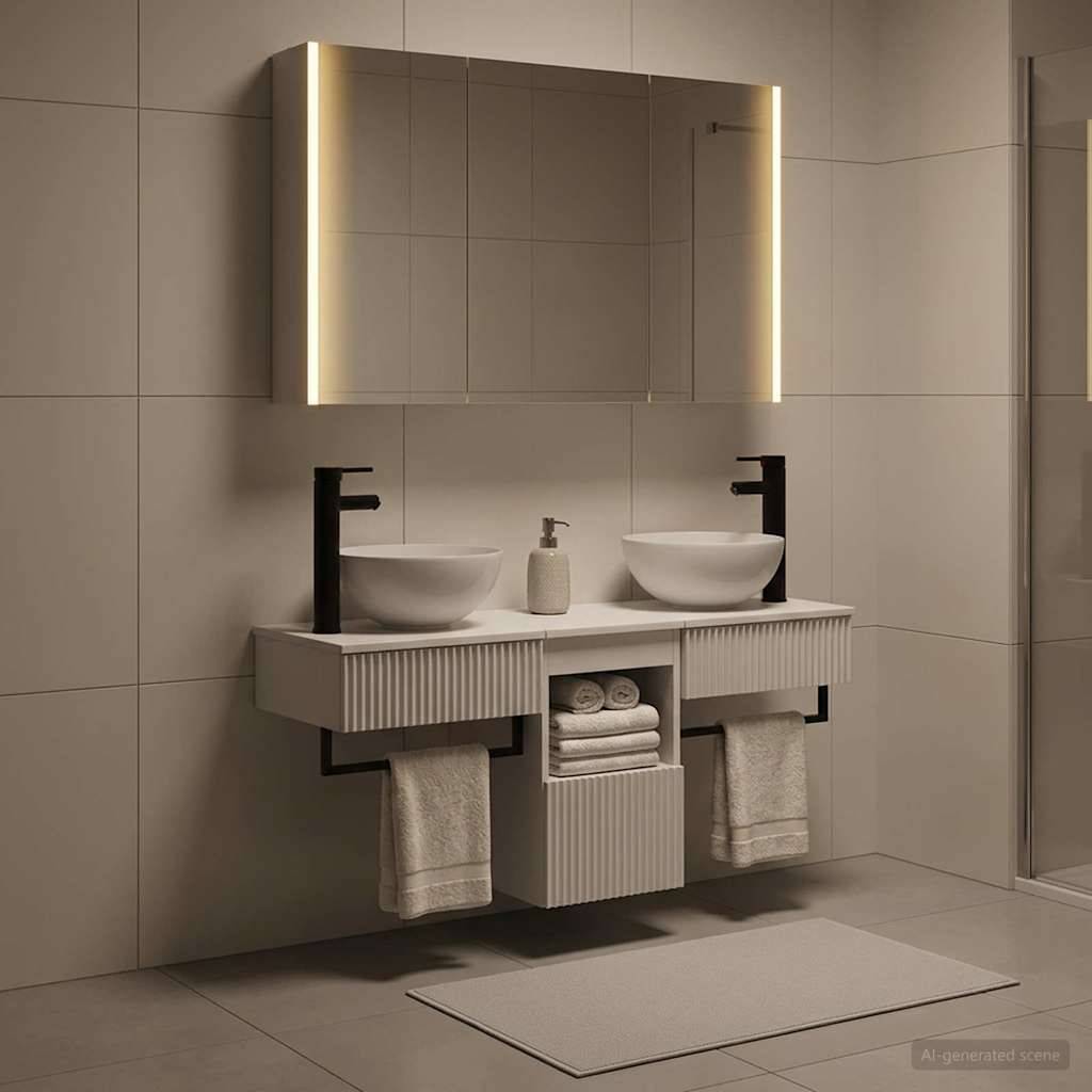 vidaXL Badezimmerschrank-Set 4 pcs Weiß 103,5 x 15,5 x 70 cm