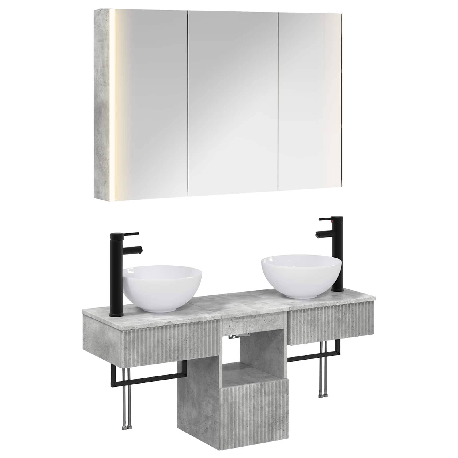vidaXL Badezimmerschrank-Set 4 pcs Betongrau 103,5 x 15,5 x 70 cm