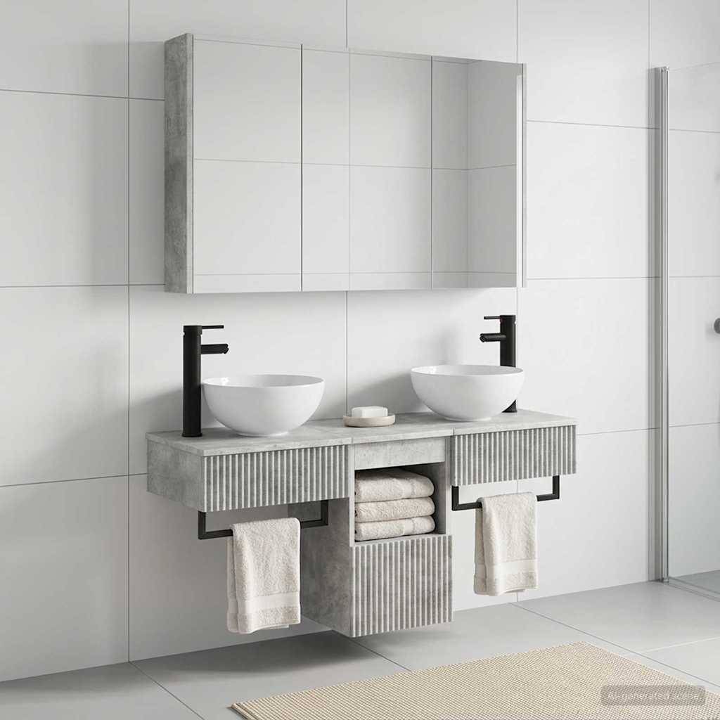 vidaXL Badezimmerschrank-Set 4 pcs Betongrau 103,5 x 15,5 x 70 cm