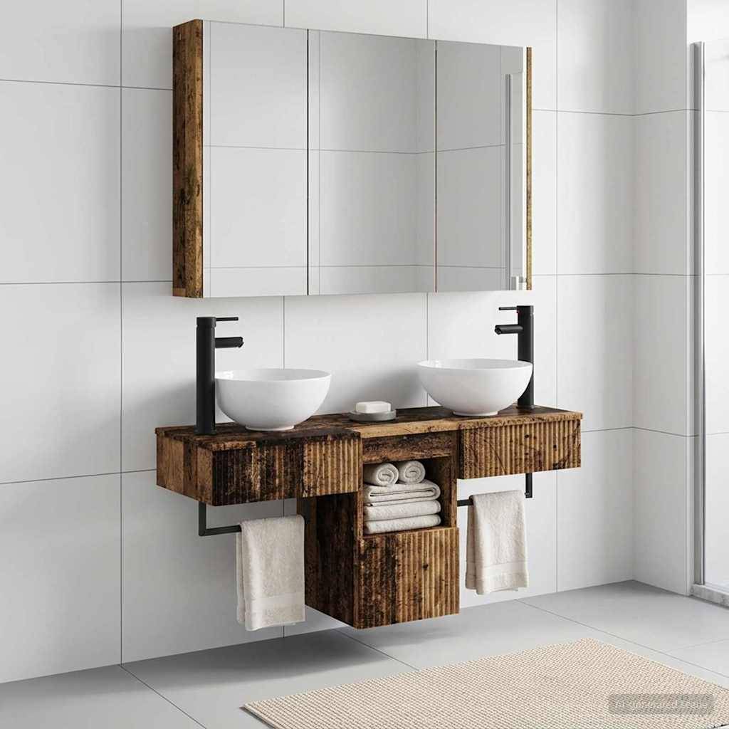 vidaXL Badezimmerschrank-Set 4 pcs Altholz 103,5 x 15,5 x 70 cm
