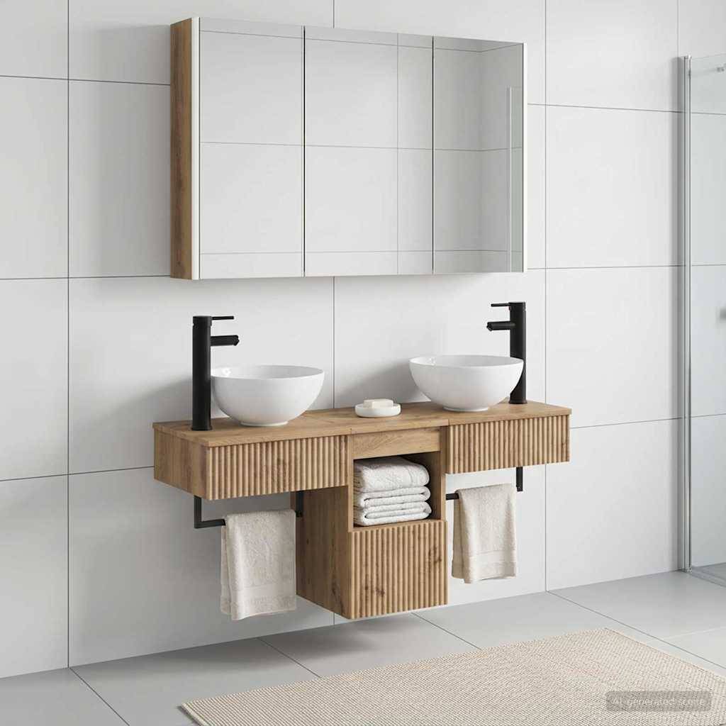 vidaXL Badezimmerschrank-Set 4 Stk. Artisan-Eiche Holzwerkstoff