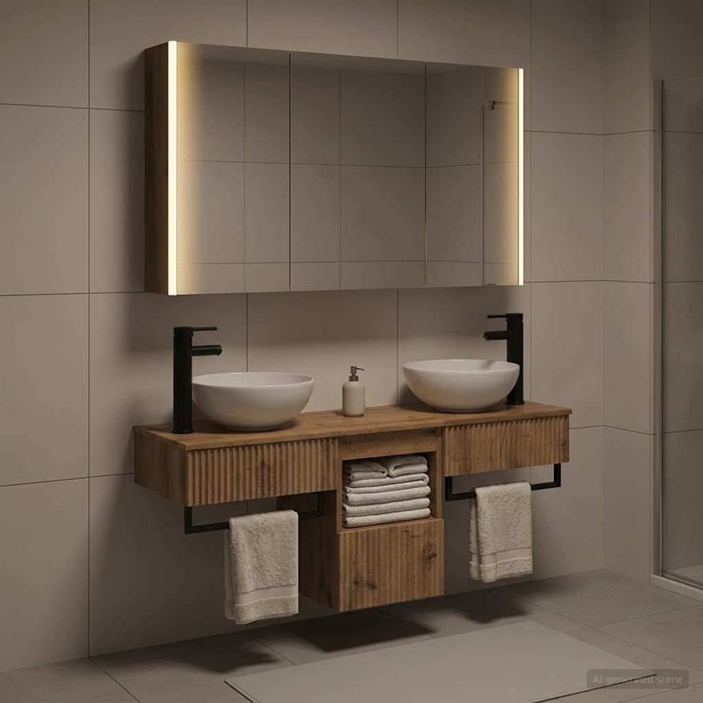 vidaXL Badezimmerschrank-Set 4 Stk. Artisan-Eiche Holzwerkstoff