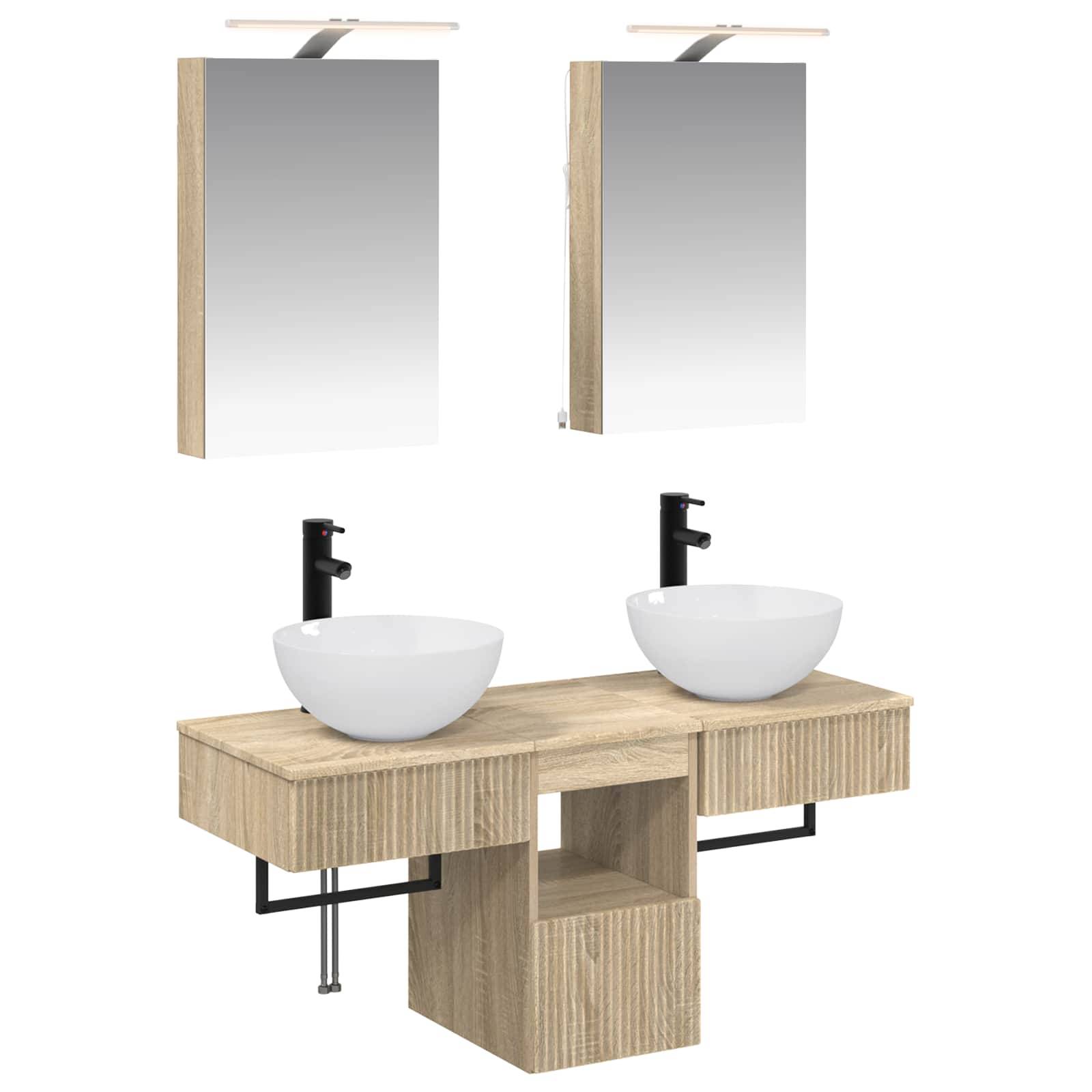 vidaXL Badezimmerschrank-Set 5 pcs Sonoma-Eiche 40 x 10,5 x 60,5 cm