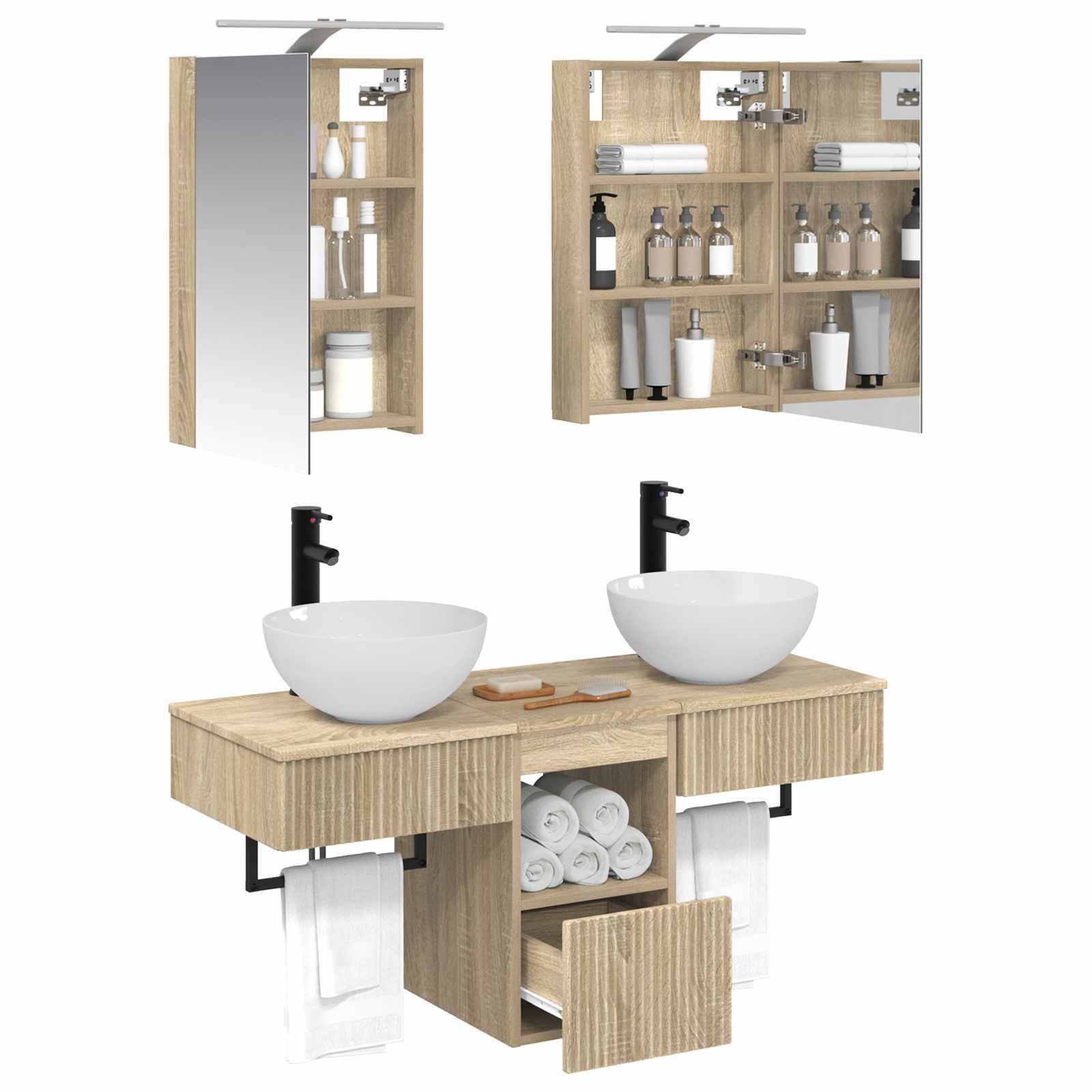 vidaXL Badezimmerschrank-Set 5 pcs Sonoma-Eiche 40 x 10,5 x 60,5 cm