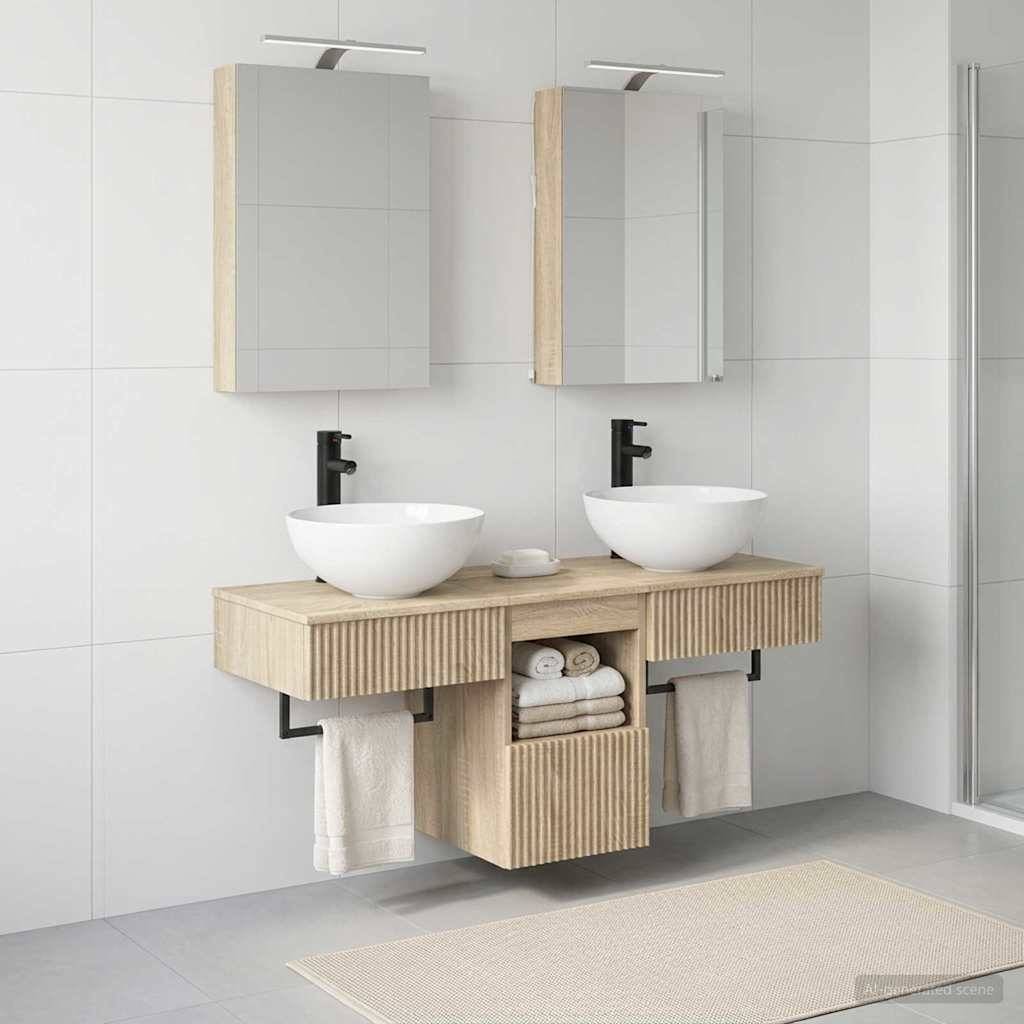 vidaXL Badezimmerschrank-Set 5 pcs Sonoma-Eiche 40 x 10,5 x 60,5 cm