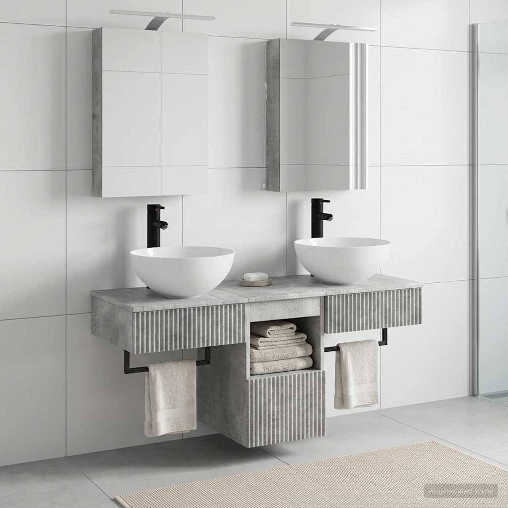 vidaXL Badezimmerschrank-Set 5 pcs Betongrau 40 x 10,5 x 60,5 cm
