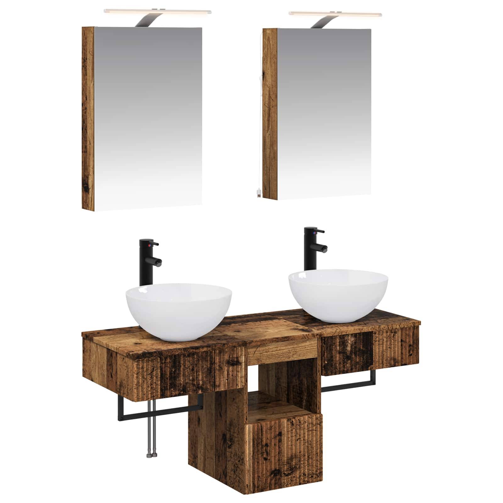 vidaXL Badezimmerschrank-Set 5 pcs Altholz 40 x 10,5 x 60,5 cm