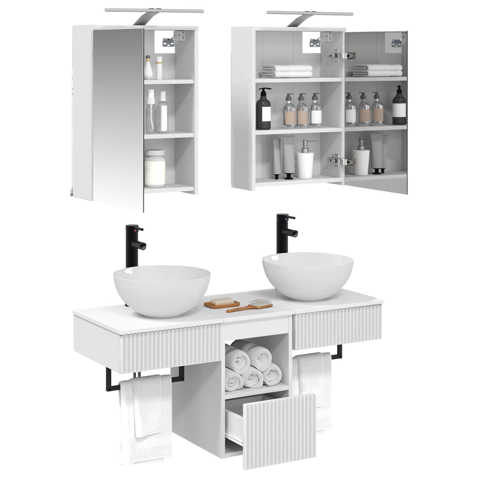 vidaXL Badezimmerschrank-Set 5 pcs Weiß 43 x 16 x 62,5 cm