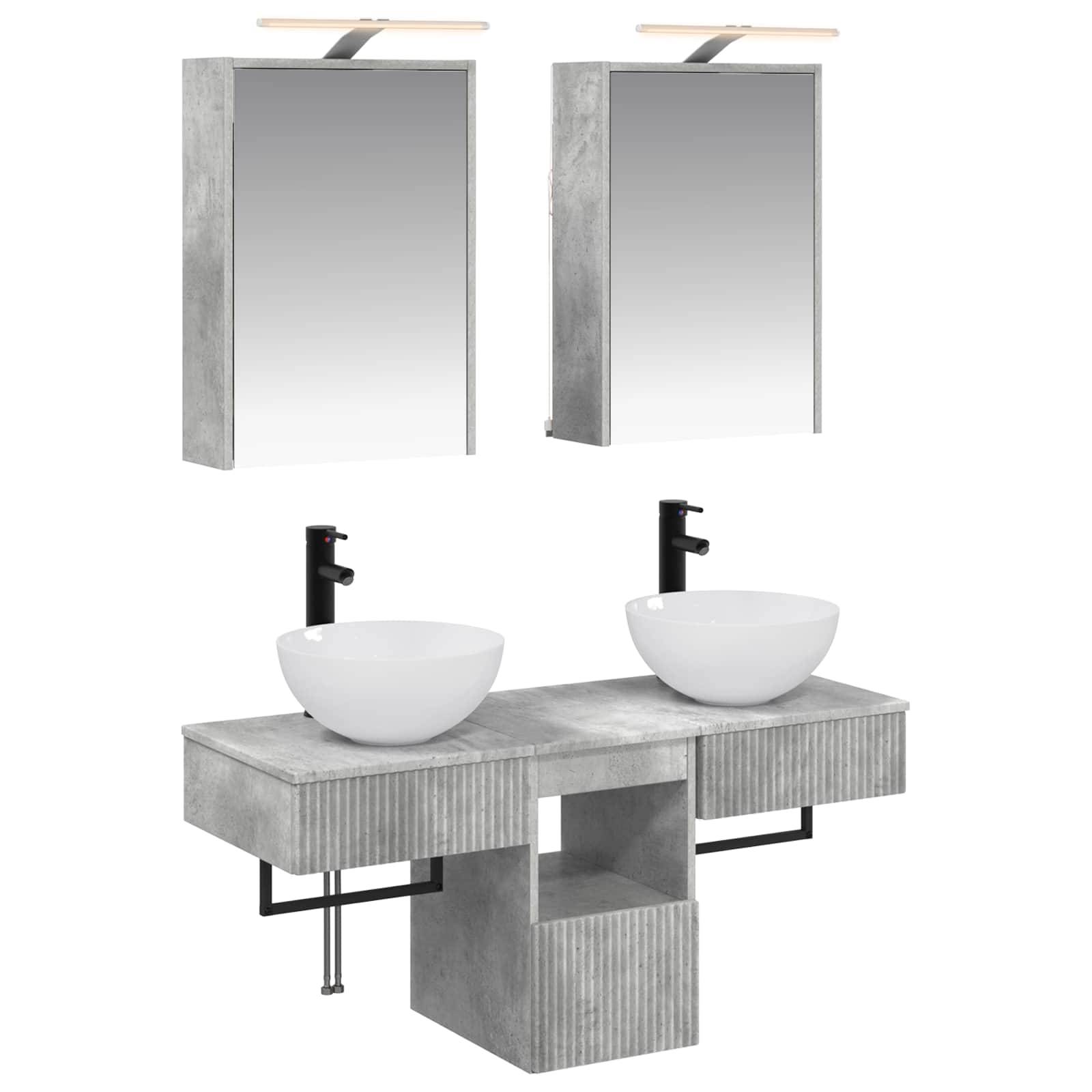 vidaXL Badezimmerschrank-Set 5 pcs Betongrau 43 x 16 x 62,5 cm