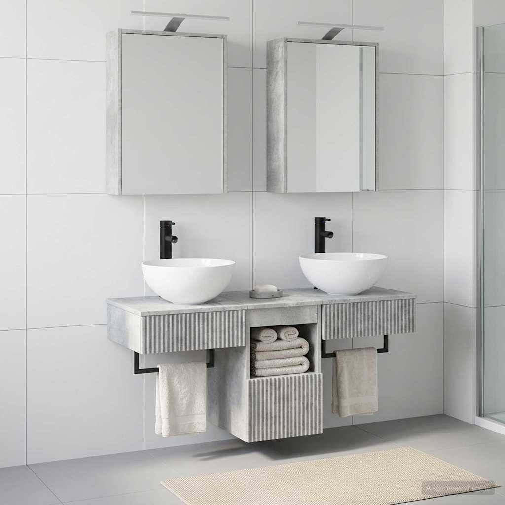 vidaXL Badezimmerschrank-Set 5 pcs Betongrau 43 x 16 x 62,5 cm