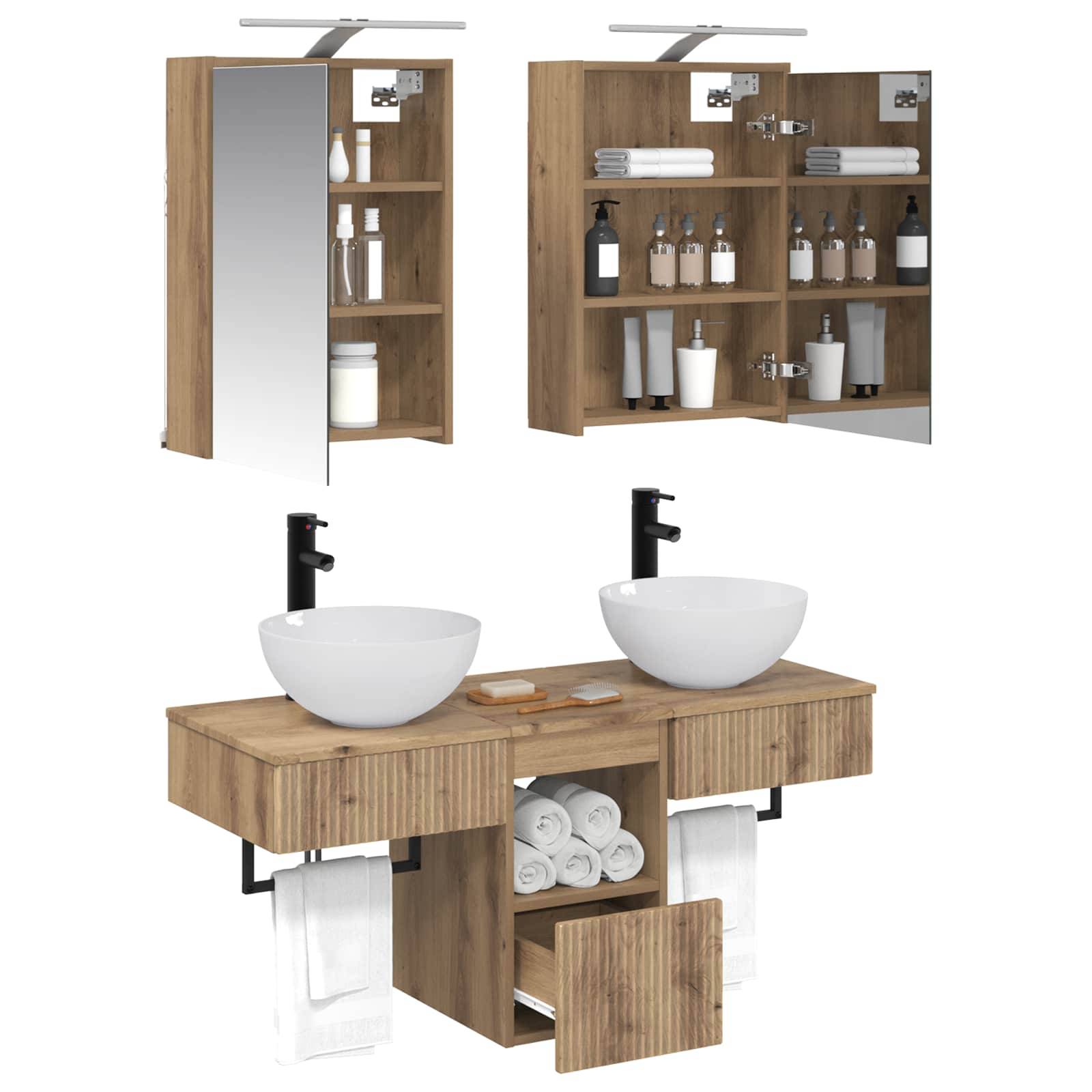 vidaXL Badezimmerschrank-Set 5 Stk. Artisan-Eiche Holzwerkstoff