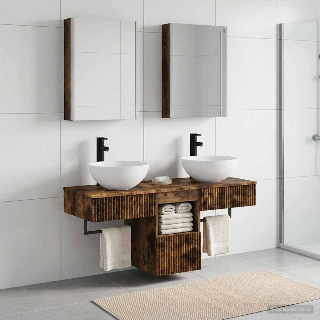 vidaXL Badezimmerschrank-Set 5 pcs Geräucherte Eiche