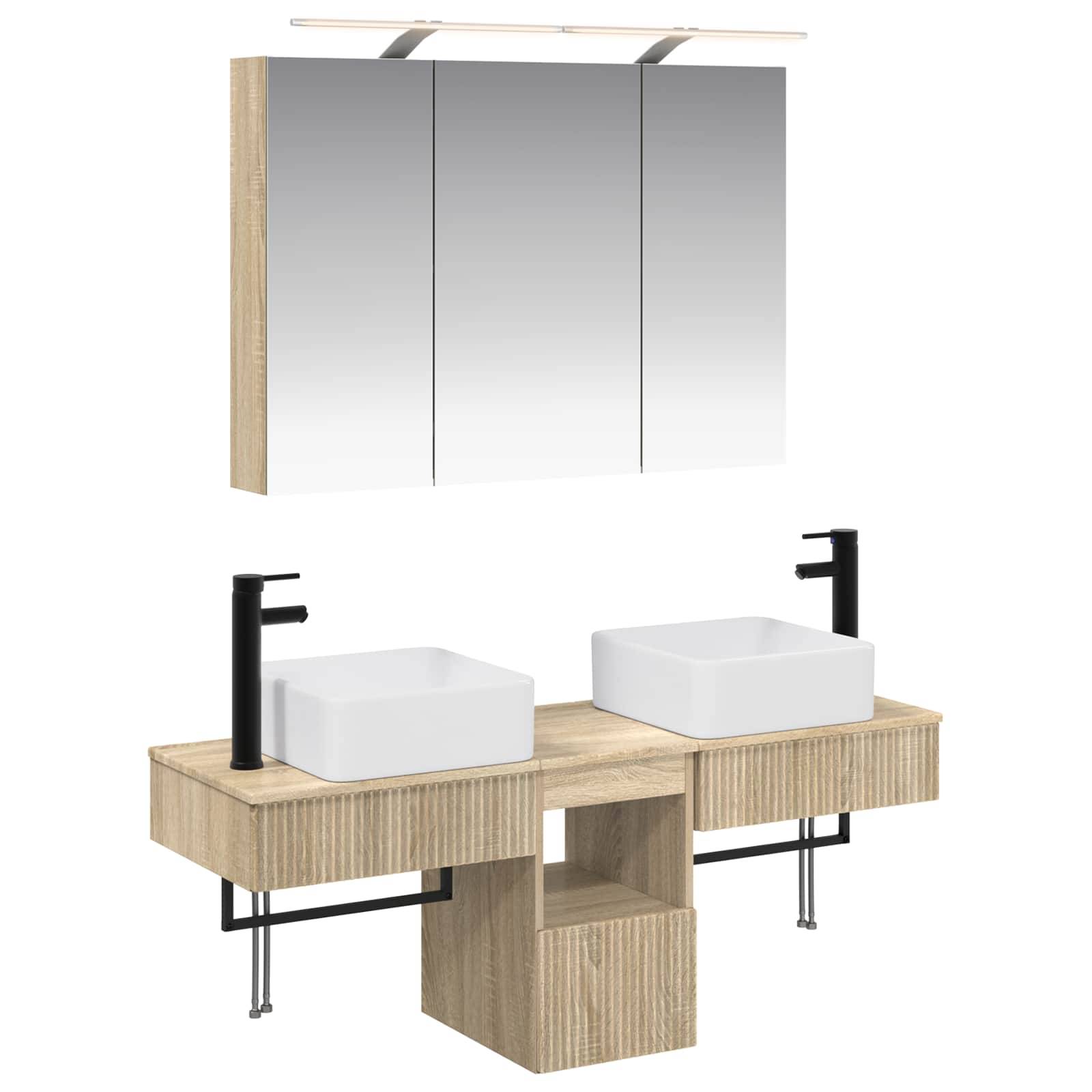 vidaXL Badezimmerschrank-Set 4 pcs Sonoma-Eiche 100 x 14,5 x 70 cm