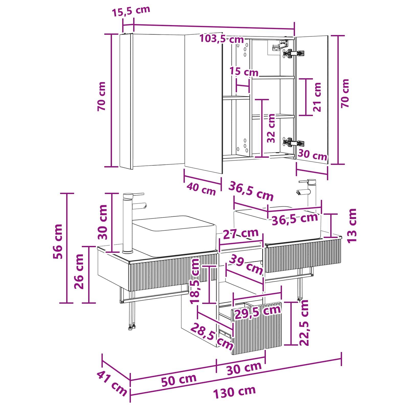 vidaXL Badezimmerschrank-Set 4 Stk. Artisan-Eiche Holzwerkstoff