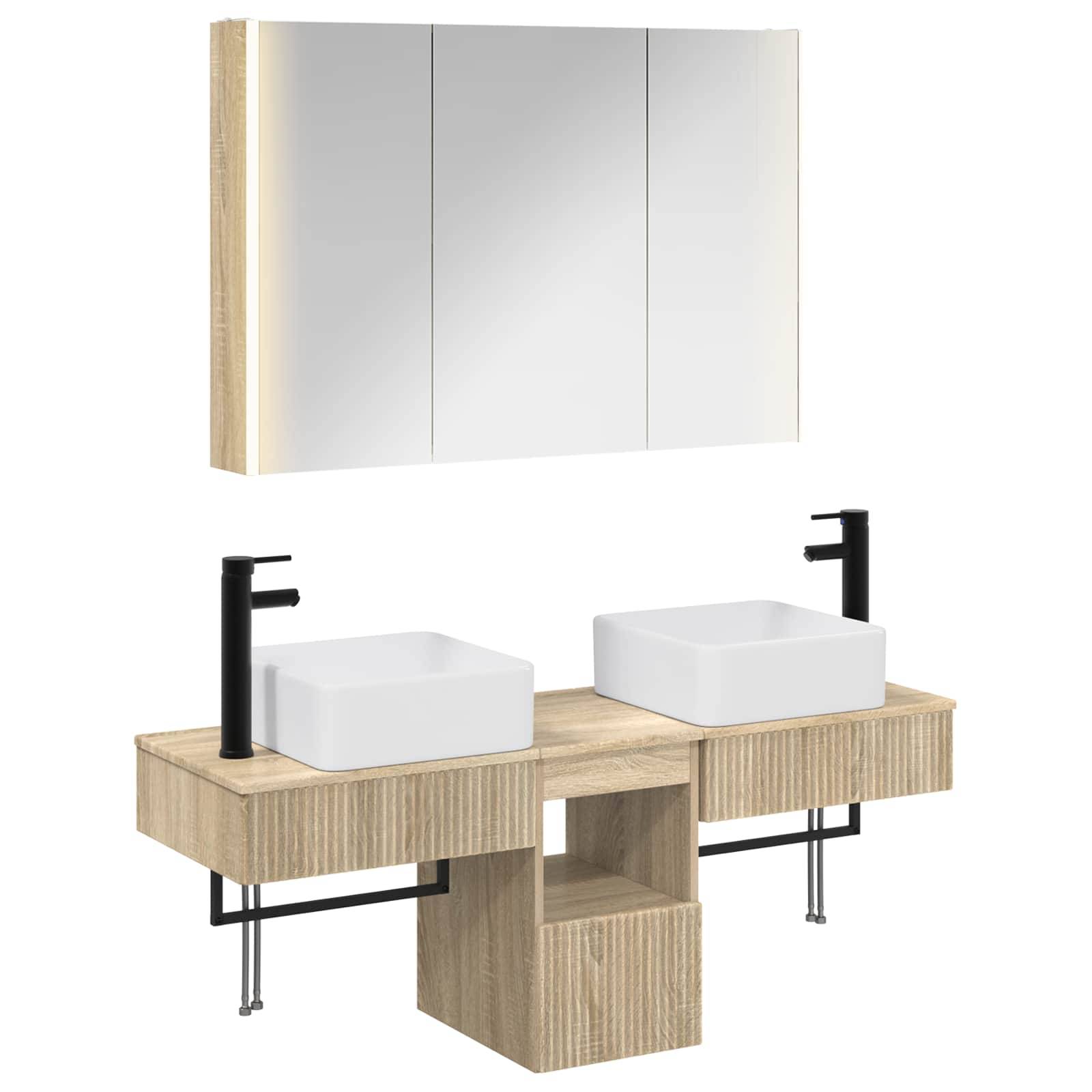 vidaXL Badezimmerschrank-Set 4 pcs Sonoma-Eiche 103,5 x 15,5 x 70 cm