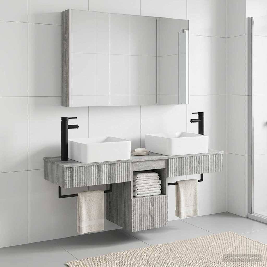 vidaXL Badezimmerschrank-Set 4 pcs Grau Sonoma 103,5 x 15,5 x 70 cm