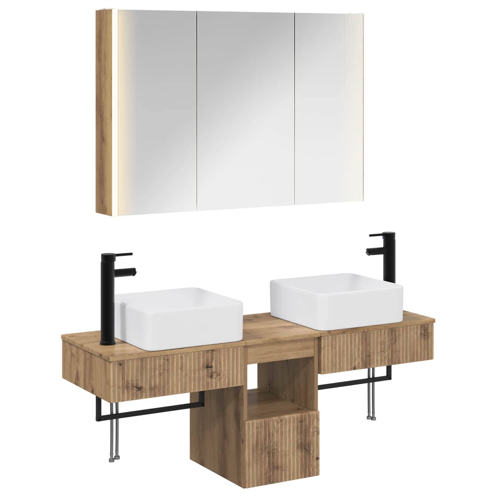 vidaXL Badezimmerschrank-Set 4 Stk. Artisan-Eiche Holzwerkstoff